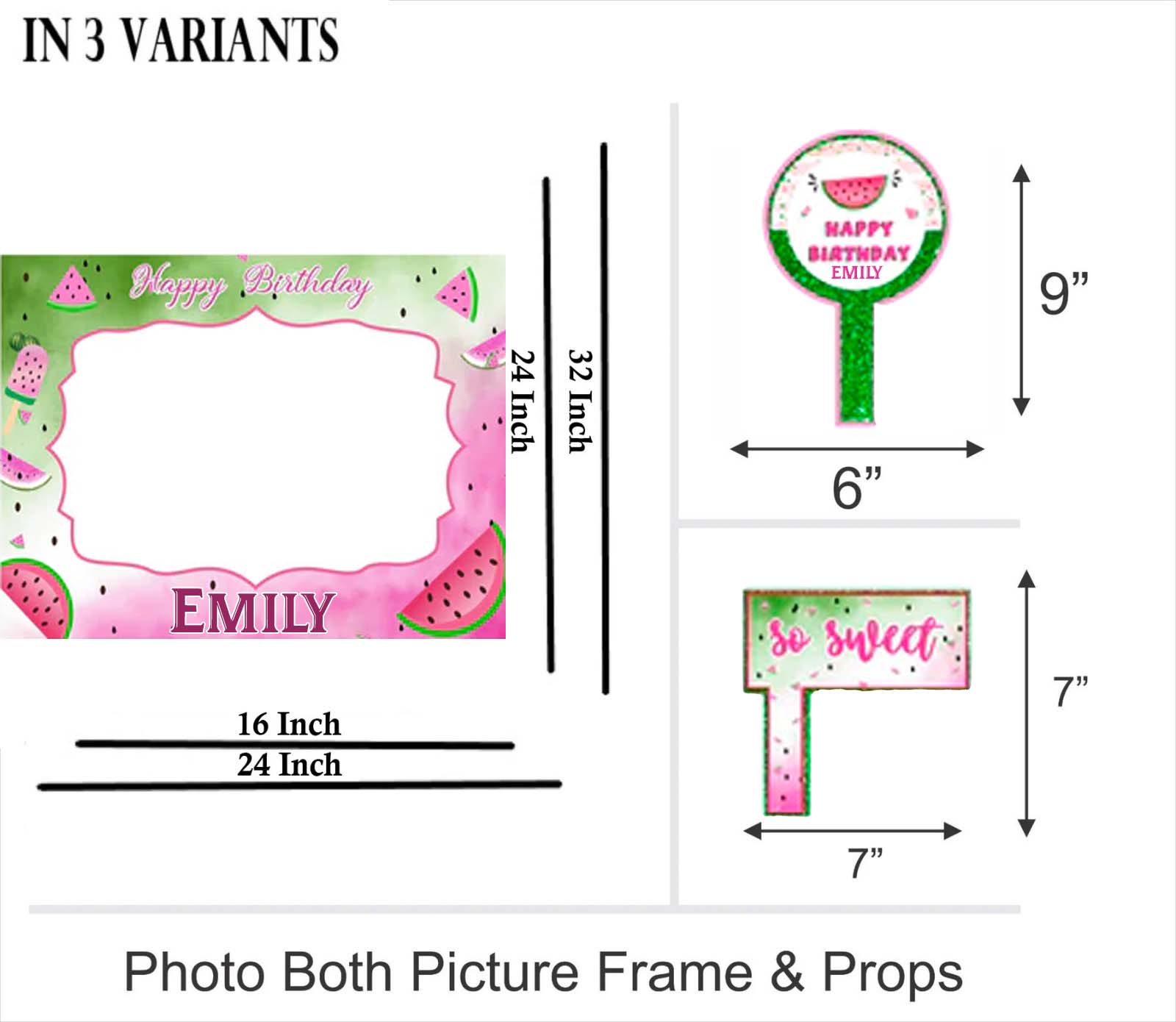 One In A Melon Birthday Party Selfie Photo Booth Frame & Props