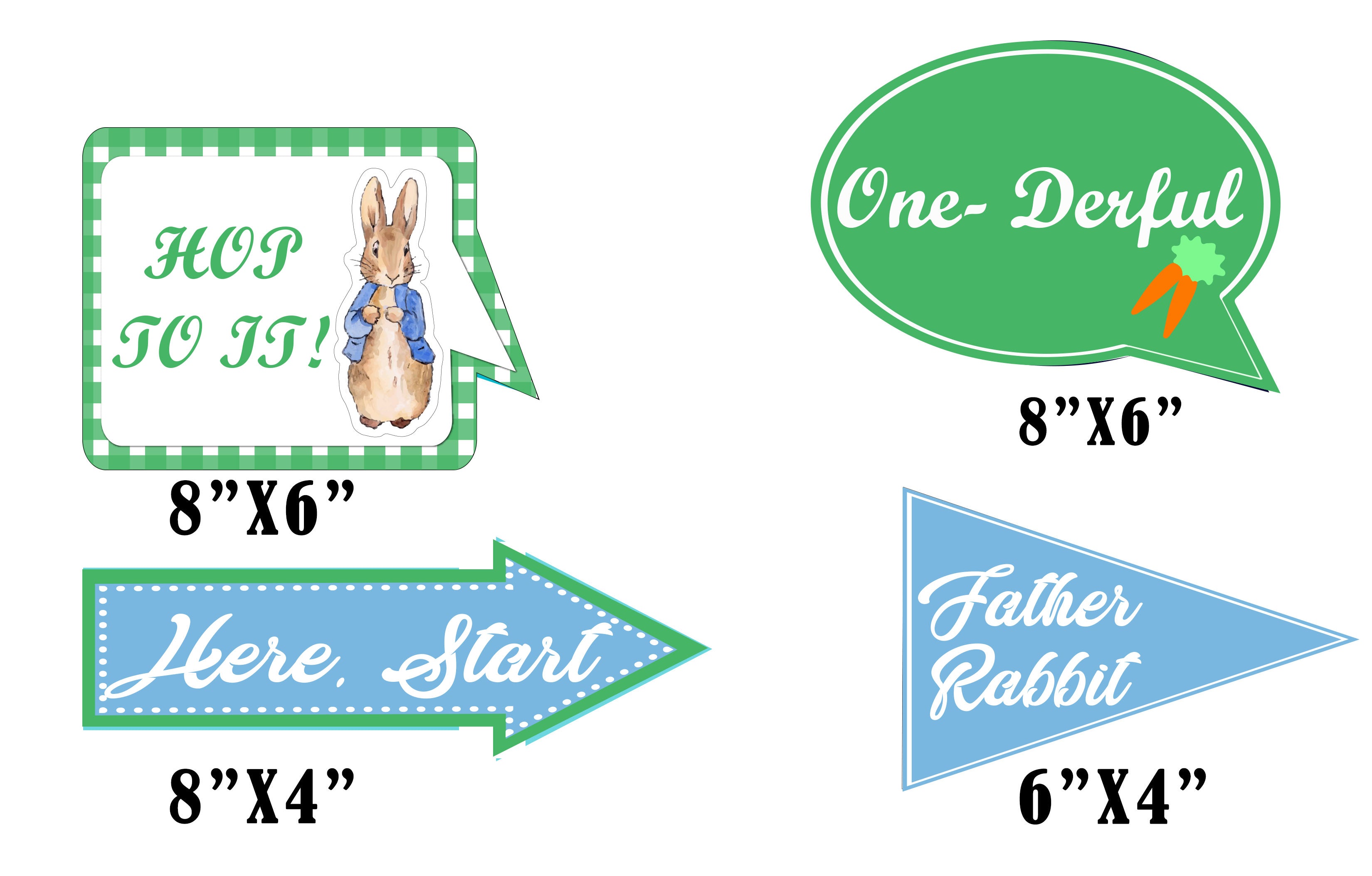 Bunny Birthday Party Photo Props Kit