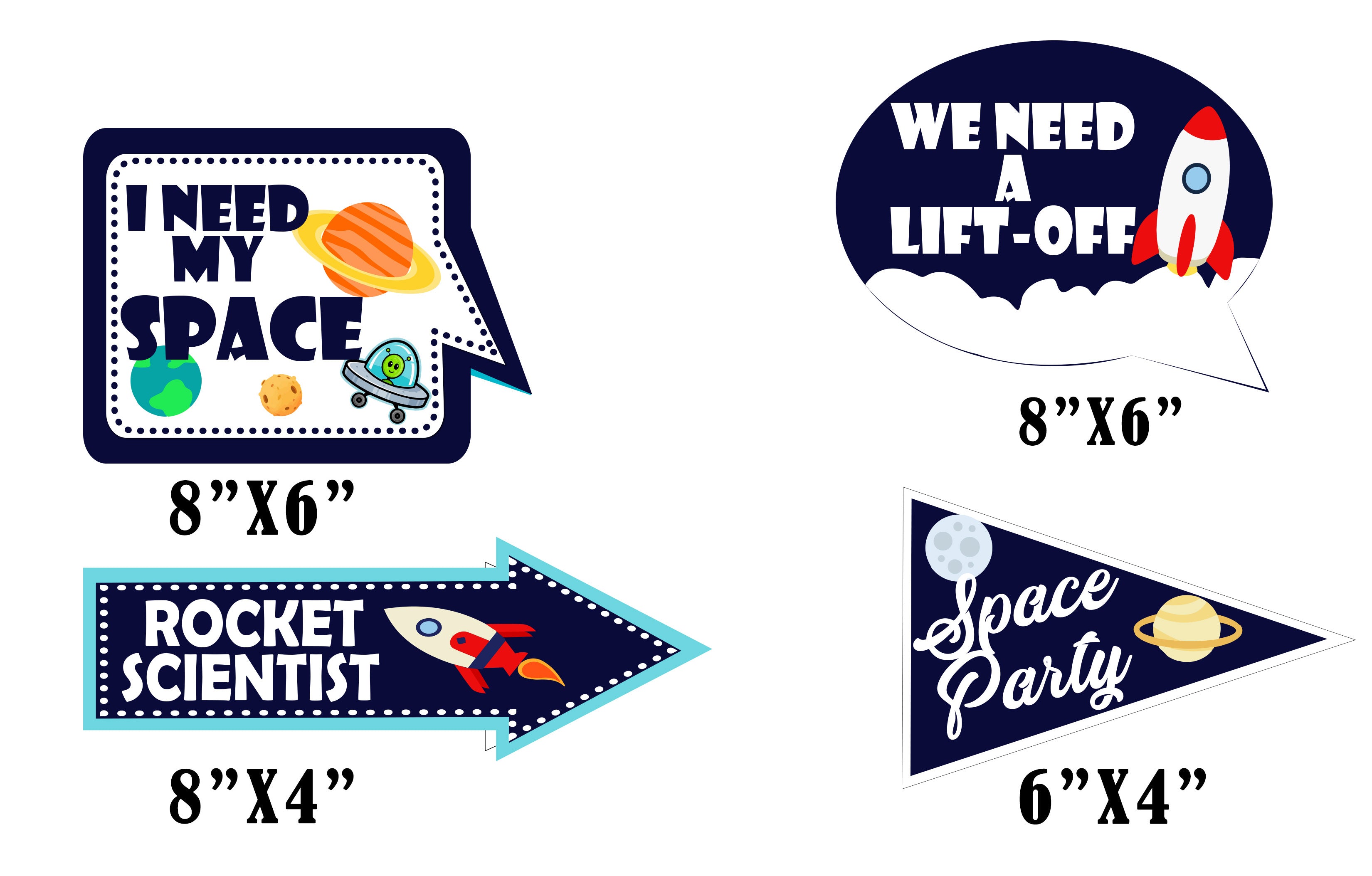 Space Birthday Party Photo Props Kit
