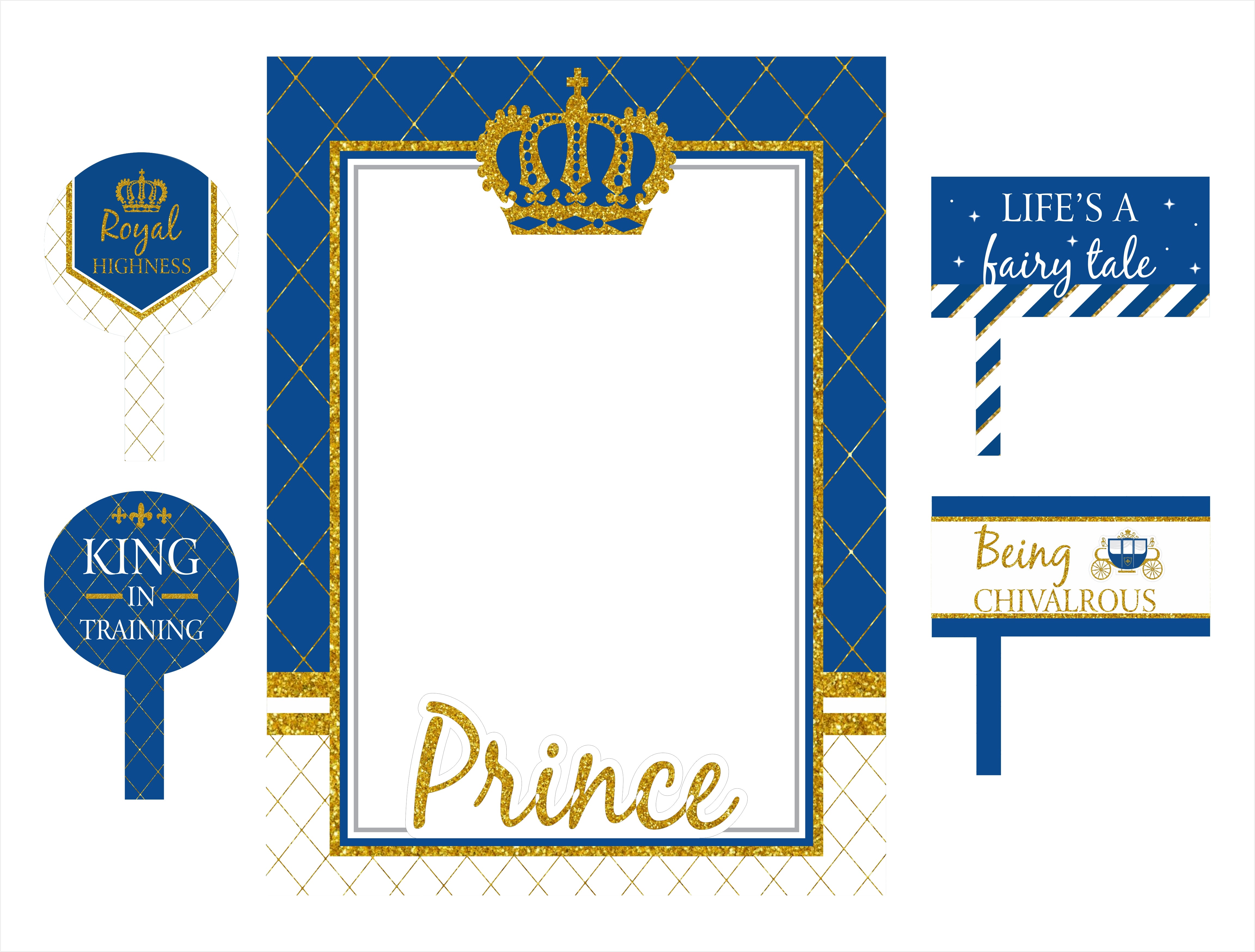 Prince Birthday Party Selfie Photo Booth Frame & Props