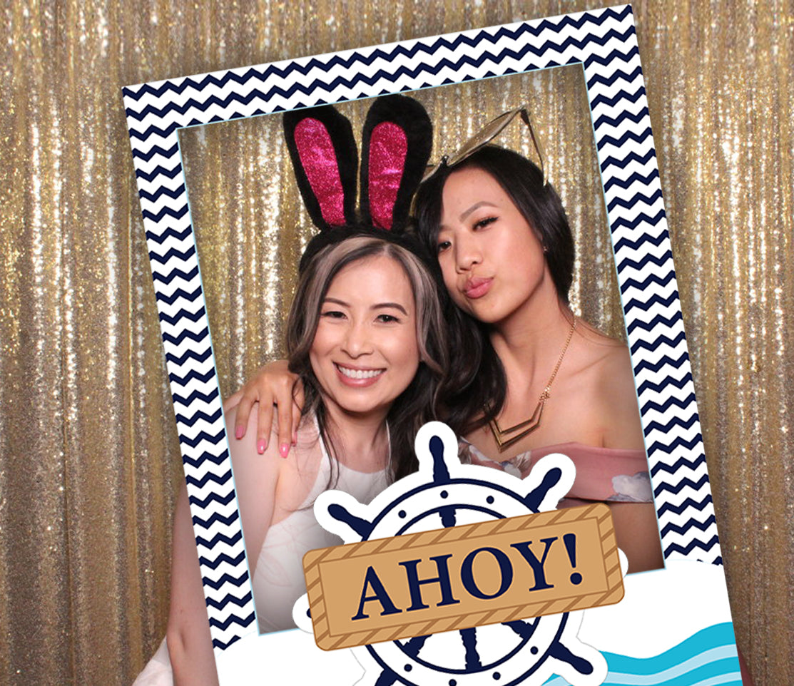 Nautical Ahoy Birthday Party Selfie Photo Booth Frame & Props
