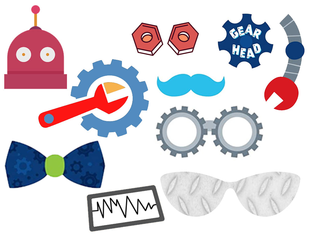 Robot Birthday Party Photo Booth Props Kit