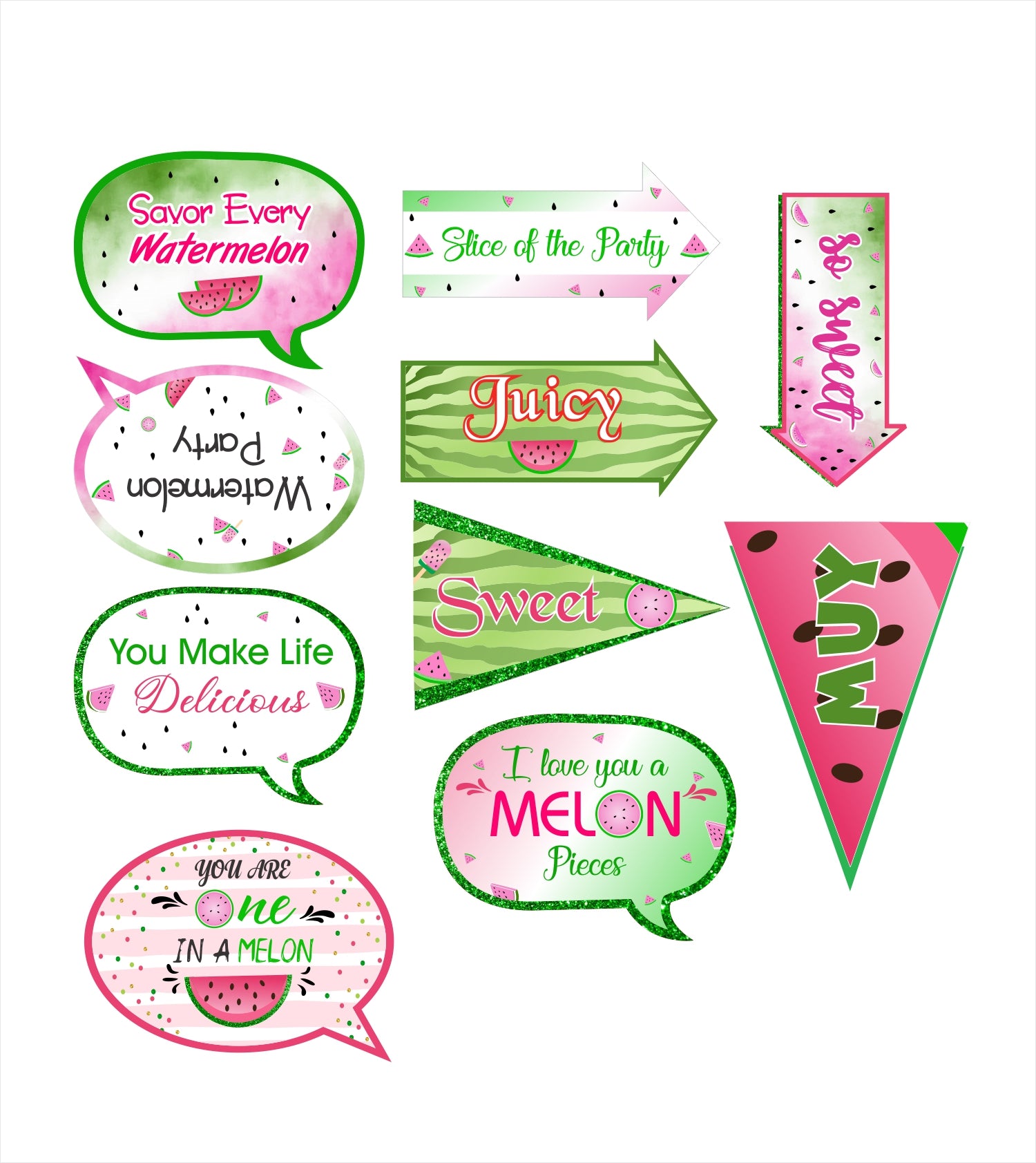 One In A Melon Birthday Party Photo Props Kit