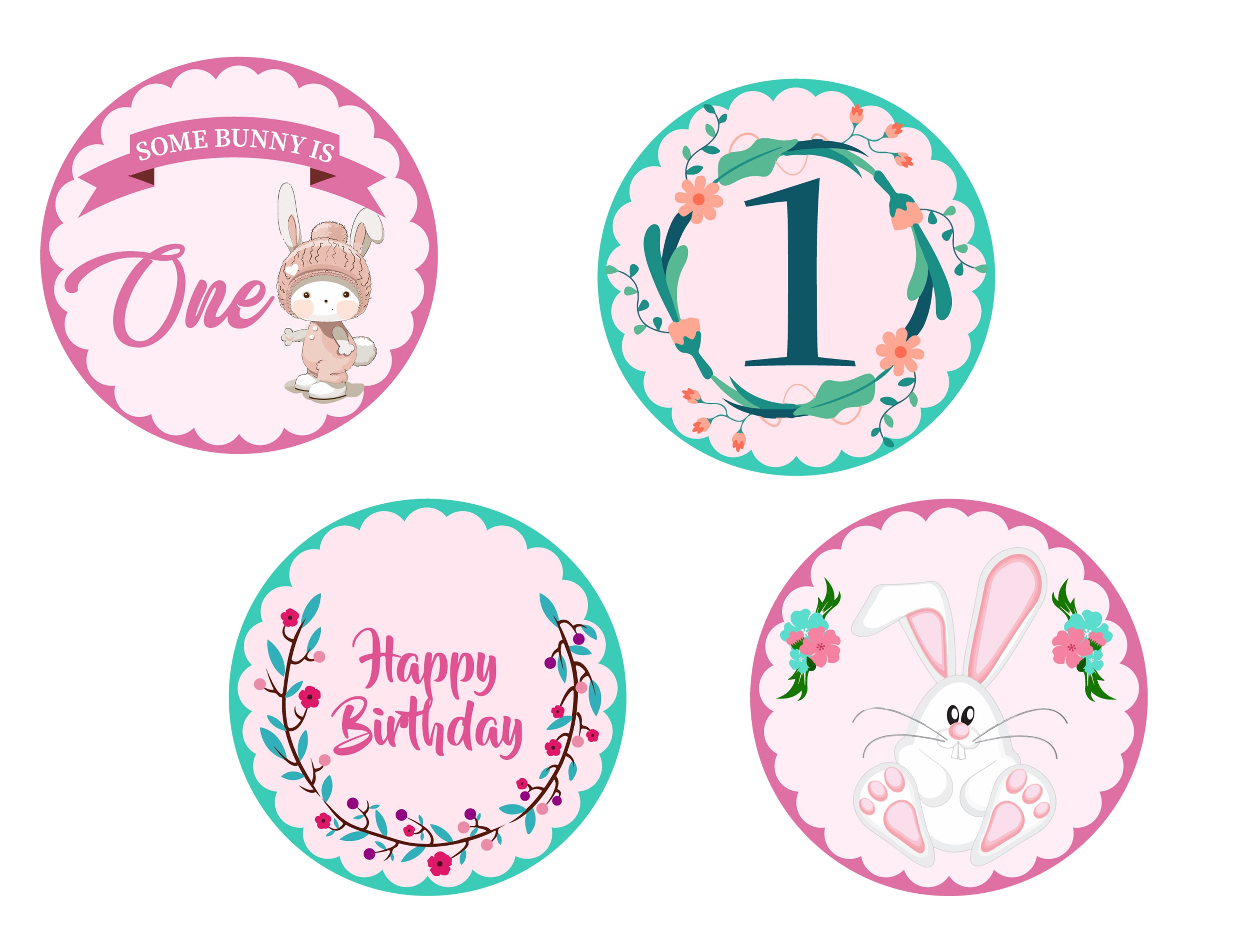 Bunny Theme Birthday Party Paper Decorative Straws