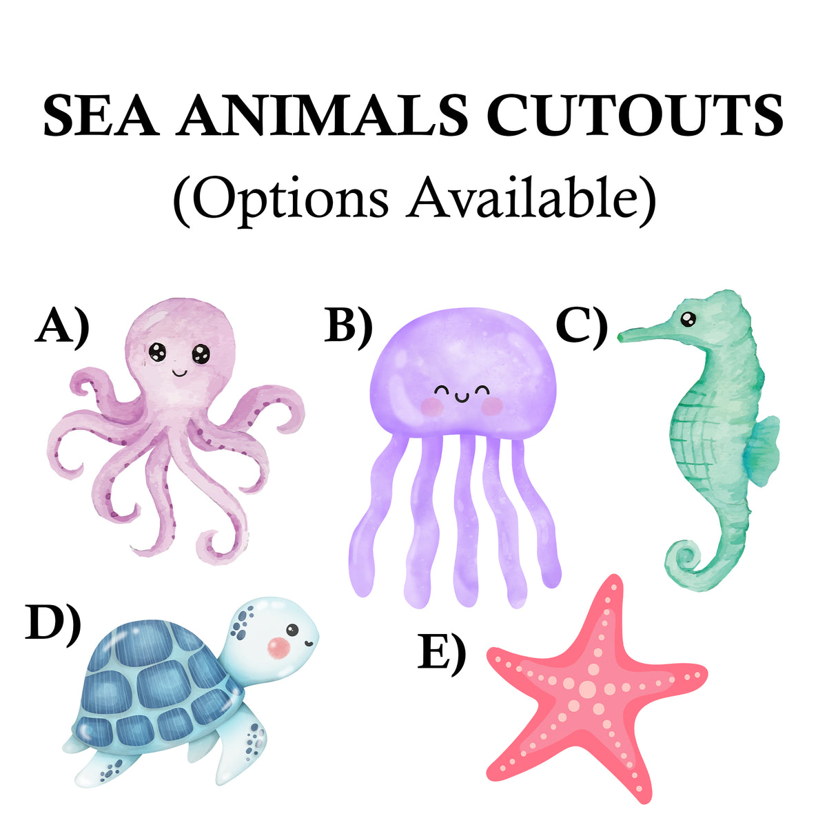 Sea Animals Theme Party Cutouts / Props