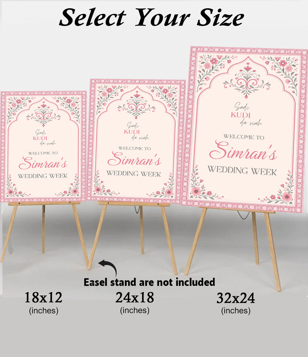 Indian Wedding Week Ceremony Welcome Board for Decoration