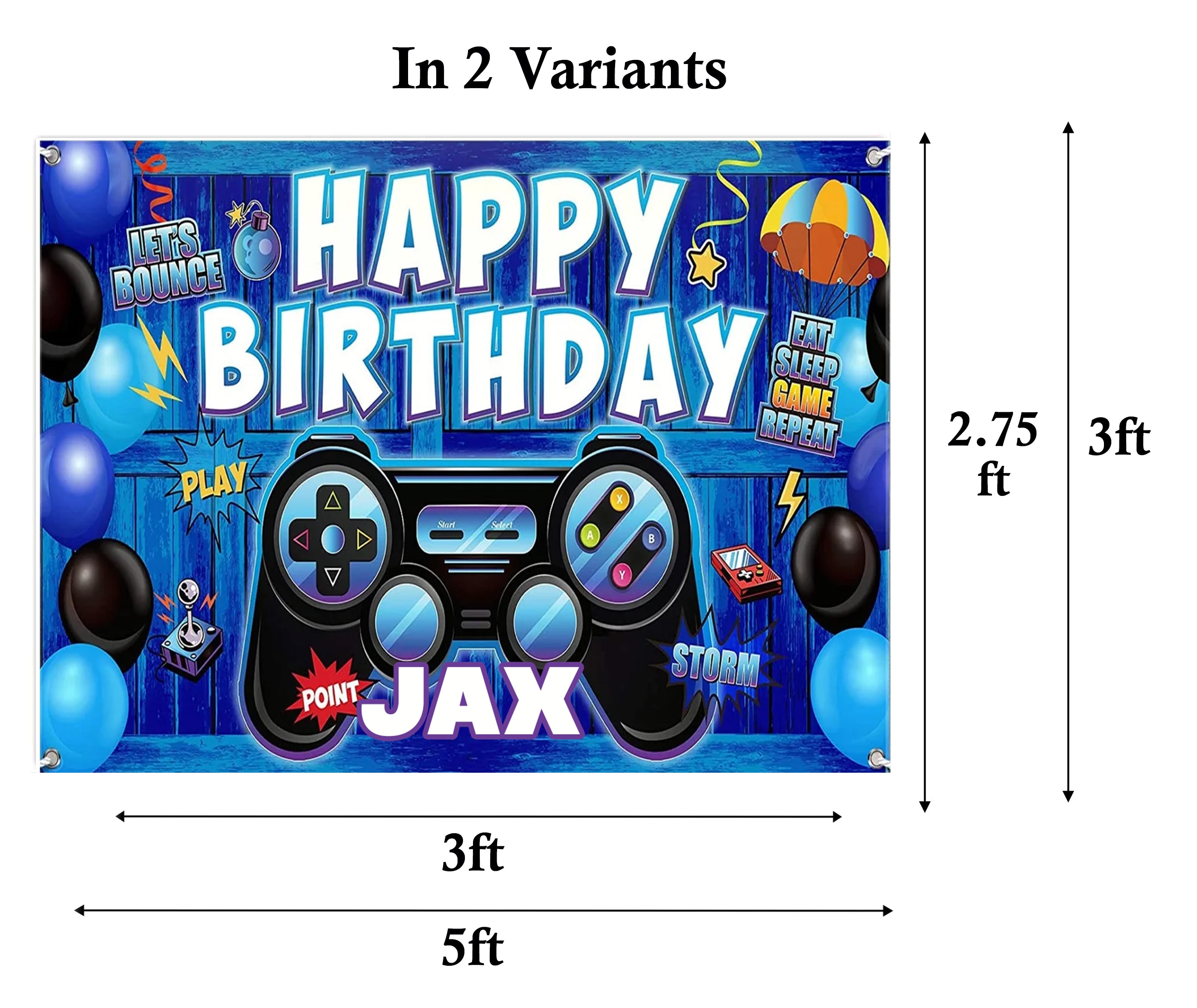 Gaming Birthday Party Personalized Backdrop.