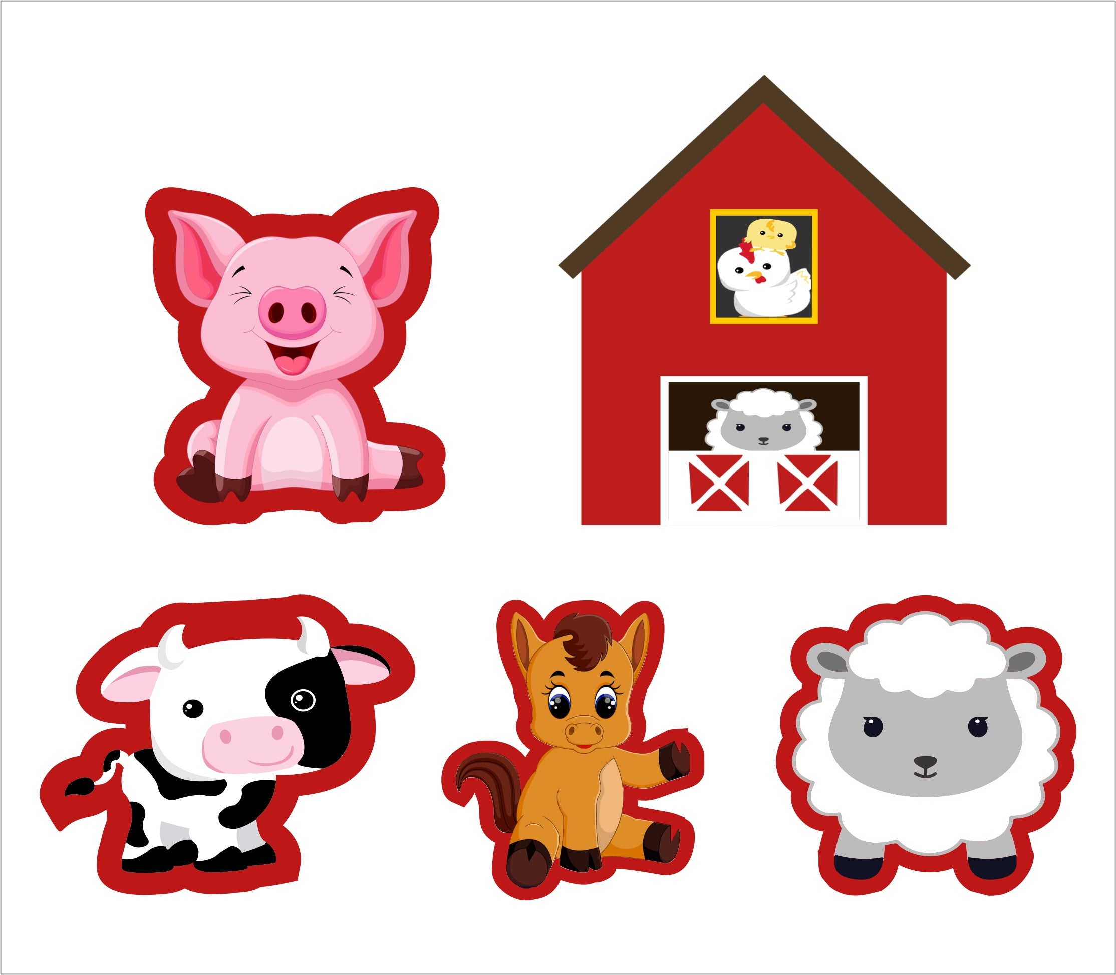 Farm Animal Birthday Party Paper Decorative Straws