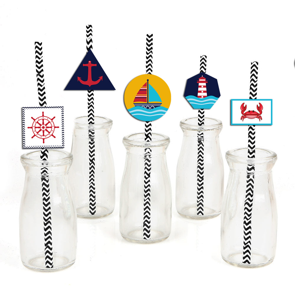 Nautical Ahoy Birthday Party Paper Decorative Straws