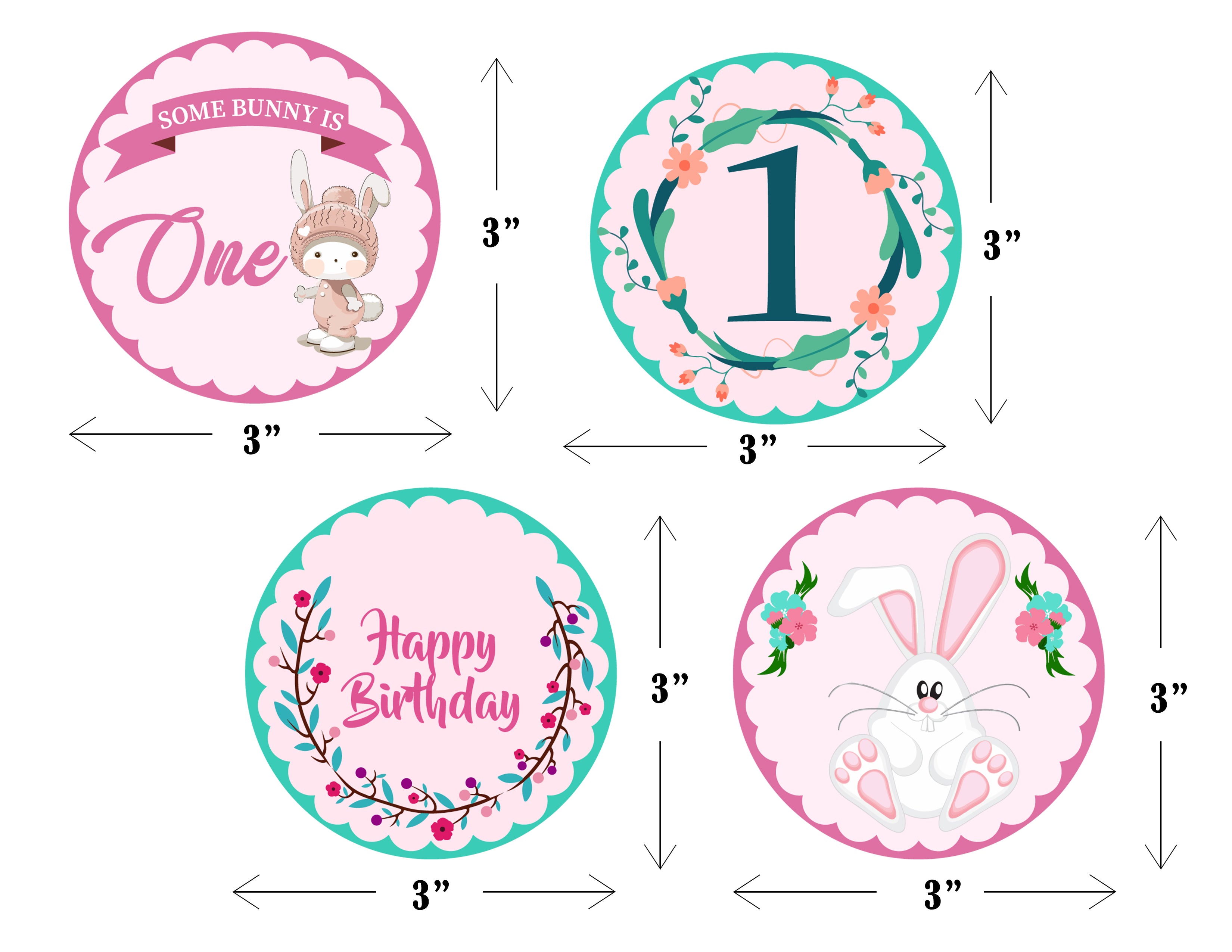 Bunny Theme Birthday Party Paper Decorative Straws