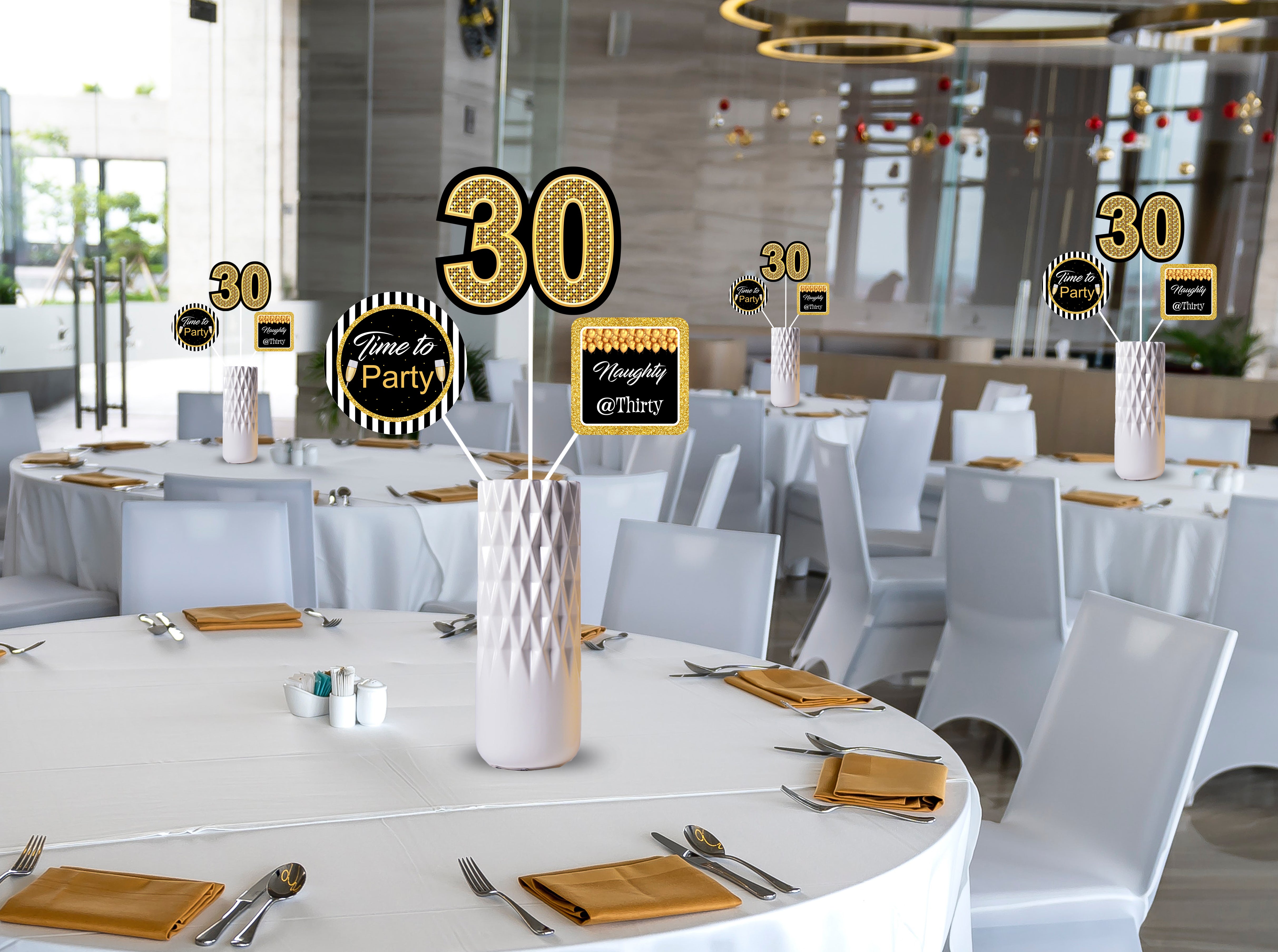 30th Theme Birthday Party Table Toppers for Decoration