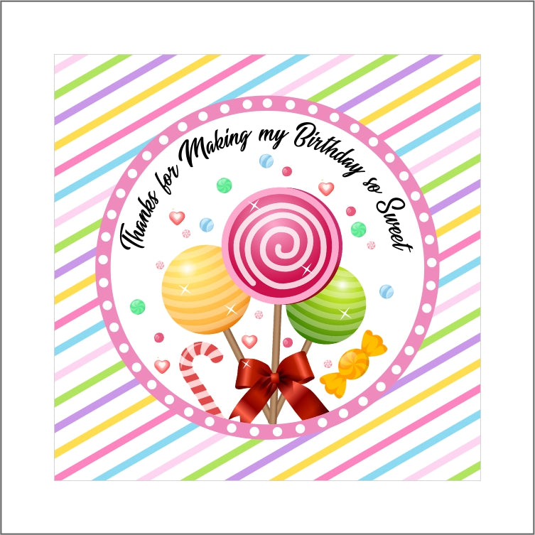 Candyland Birthday Party Thank You Tags/Return Gift tags