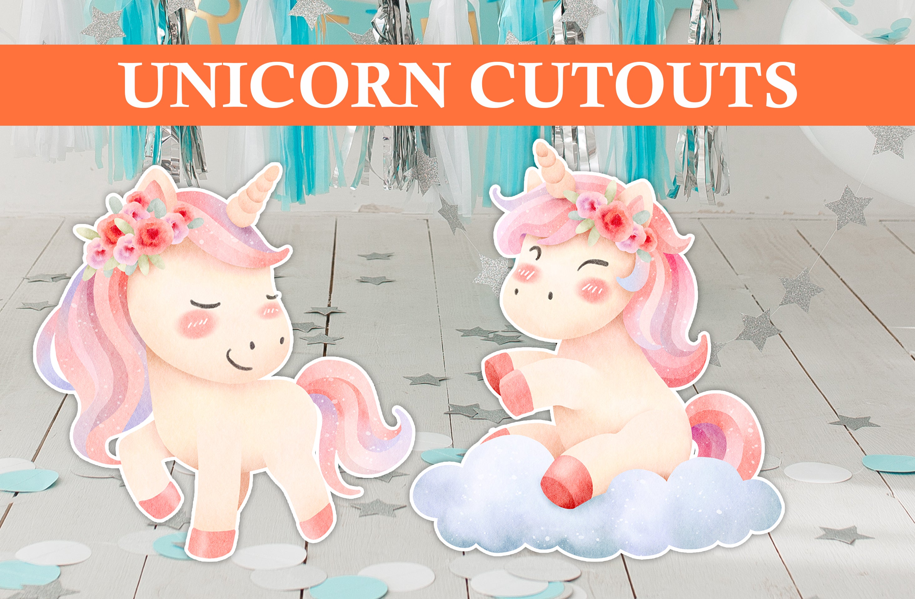 Unicorn Birthday Cutouts or Props