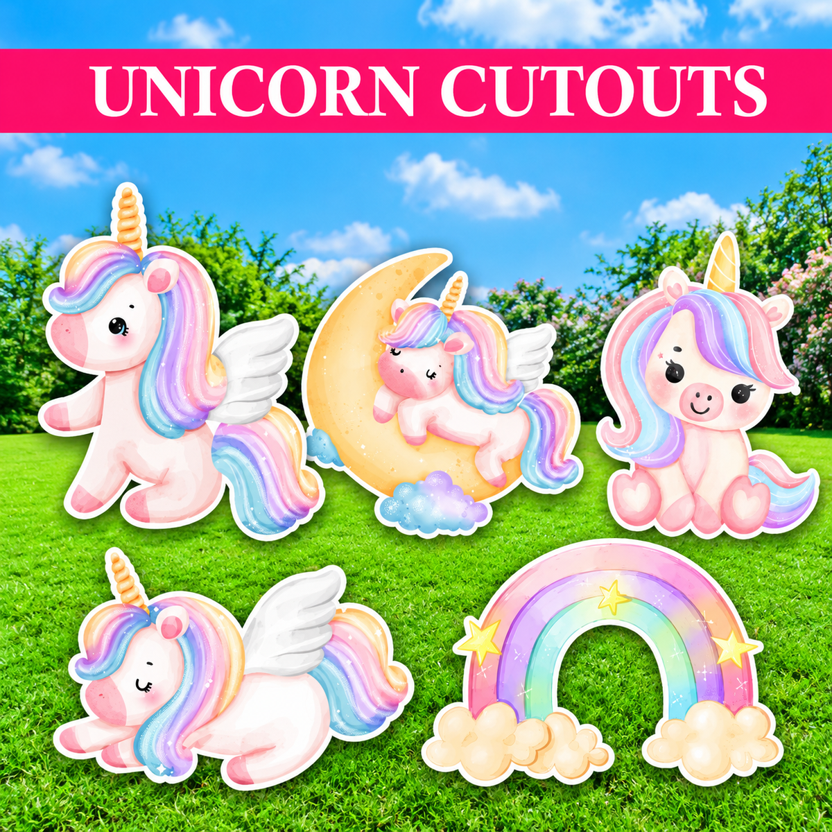 Unicorn Theme Party Cutouts / Props