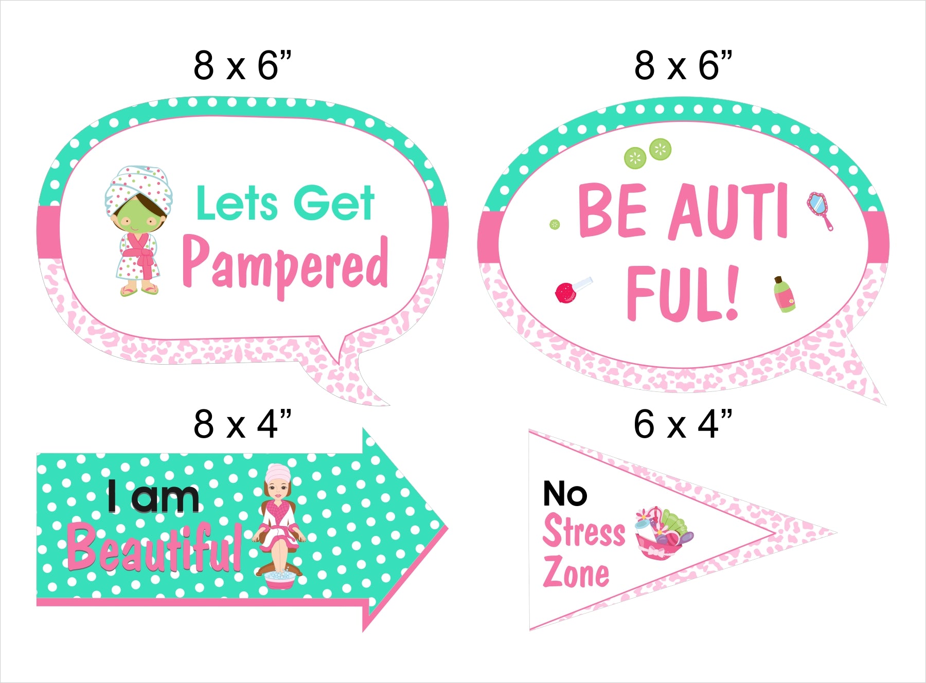 Spa Birthday Party Photo Booth Props Kit