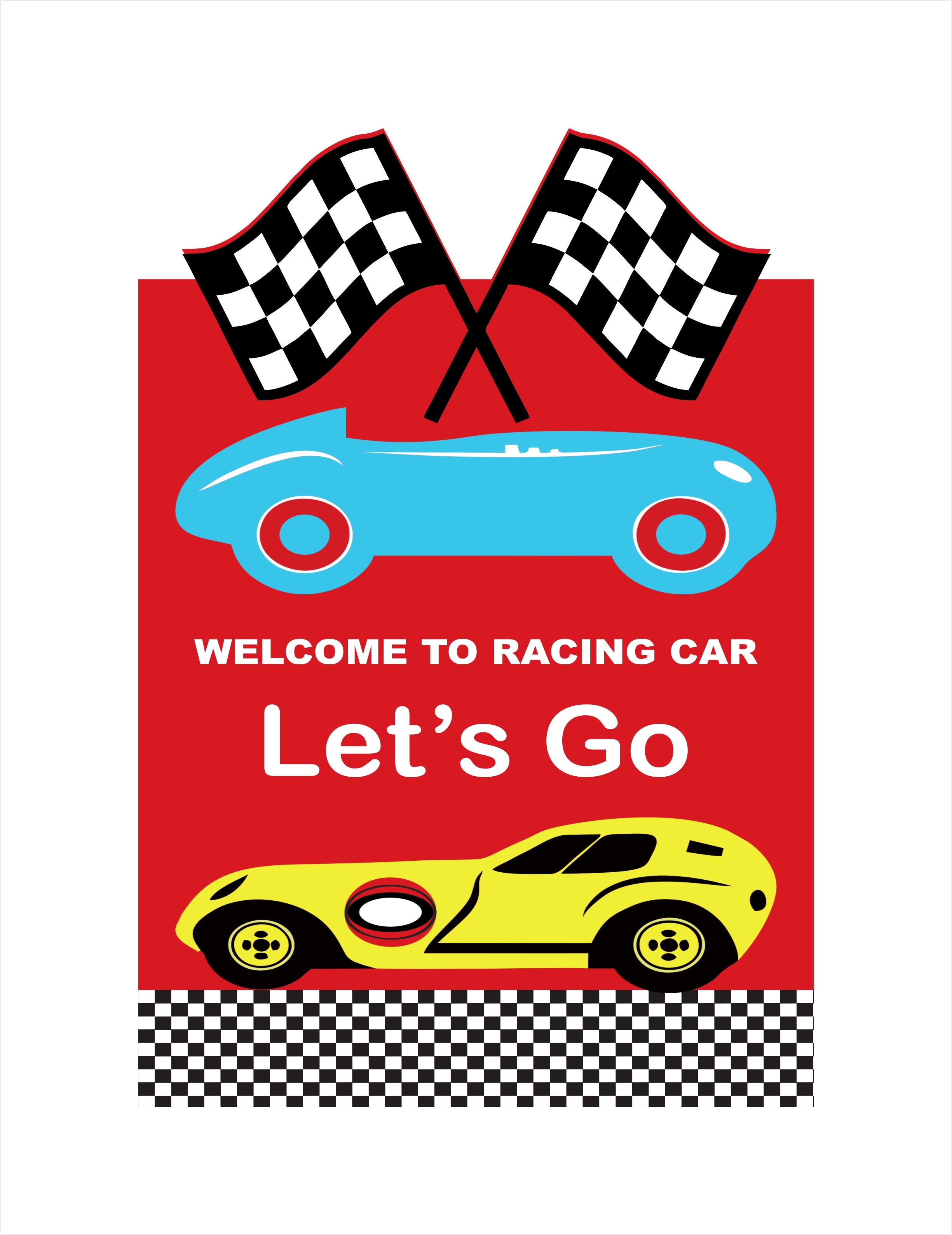 Racing Car Theme Birthday Party Yard Sign/Welcome Board