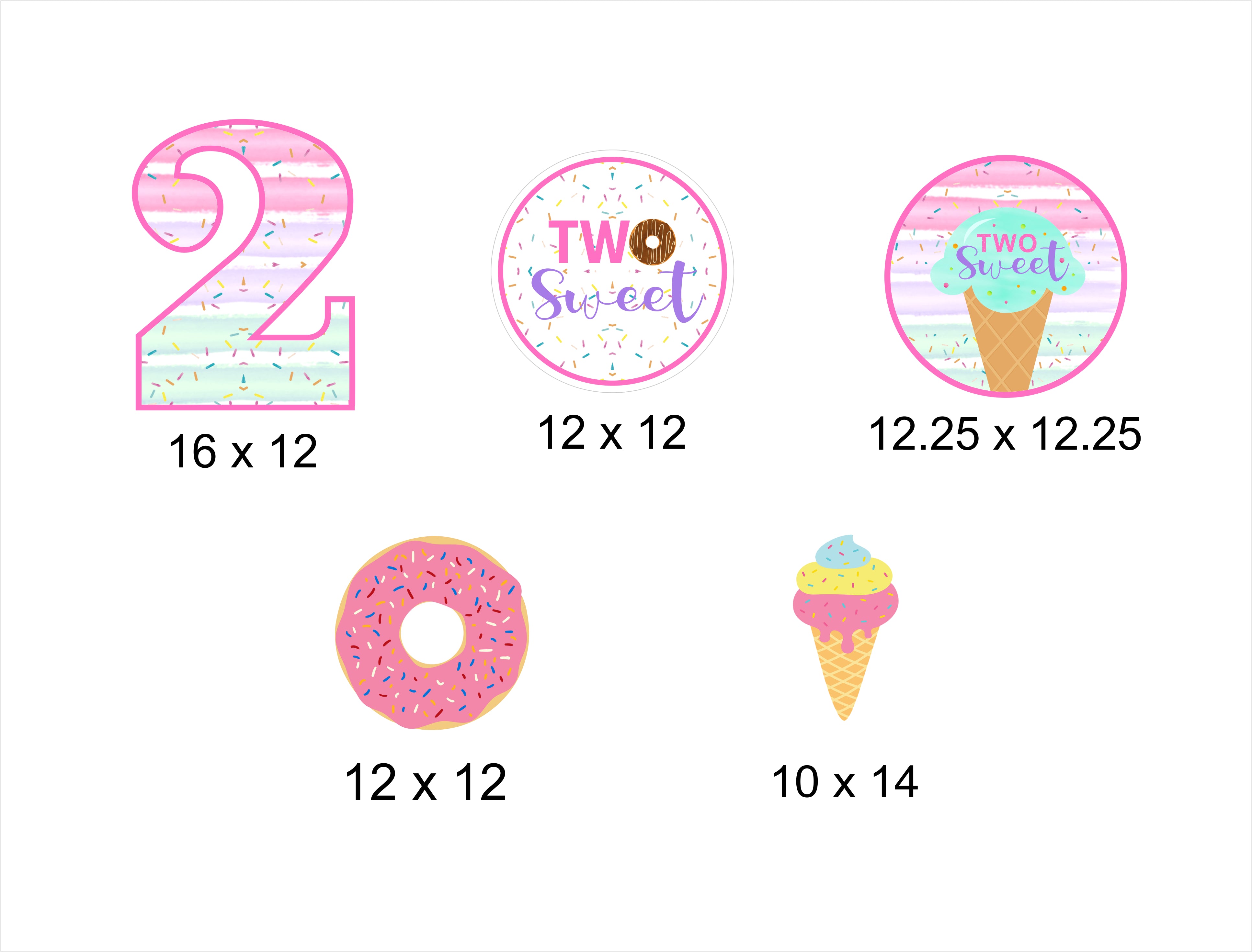 Two Sweet Theme Birthday Party Cutouts
