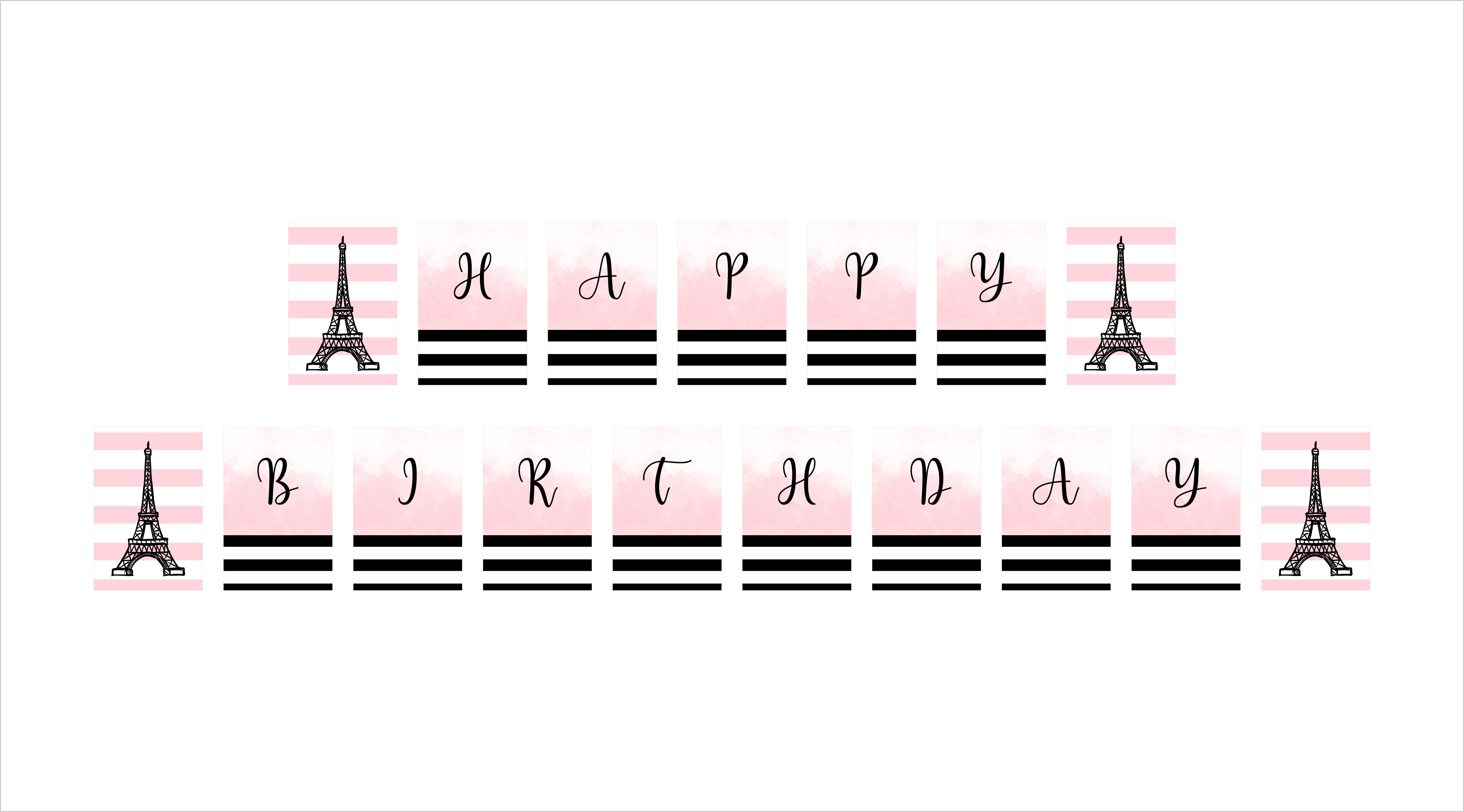 Paris Theme Birthday Party Banner for Decoration