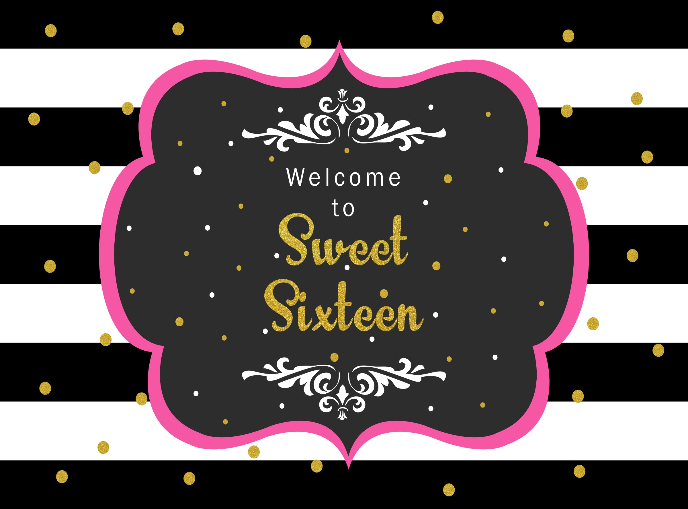 16th Theme Birthday Party Yard Sign/Welcome Board