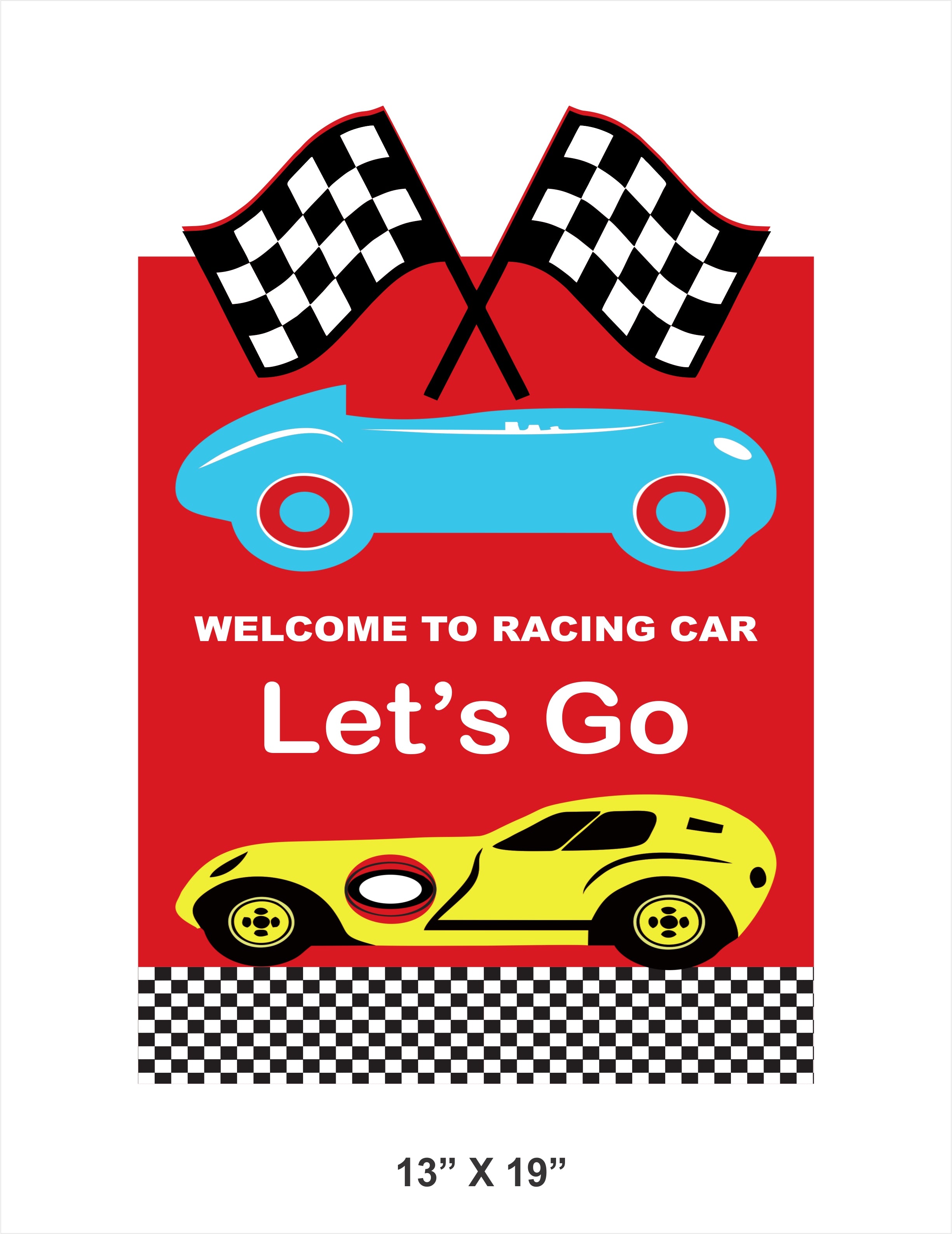 Racing Car Theme Birthday Party Yard Sign/Welcome Board