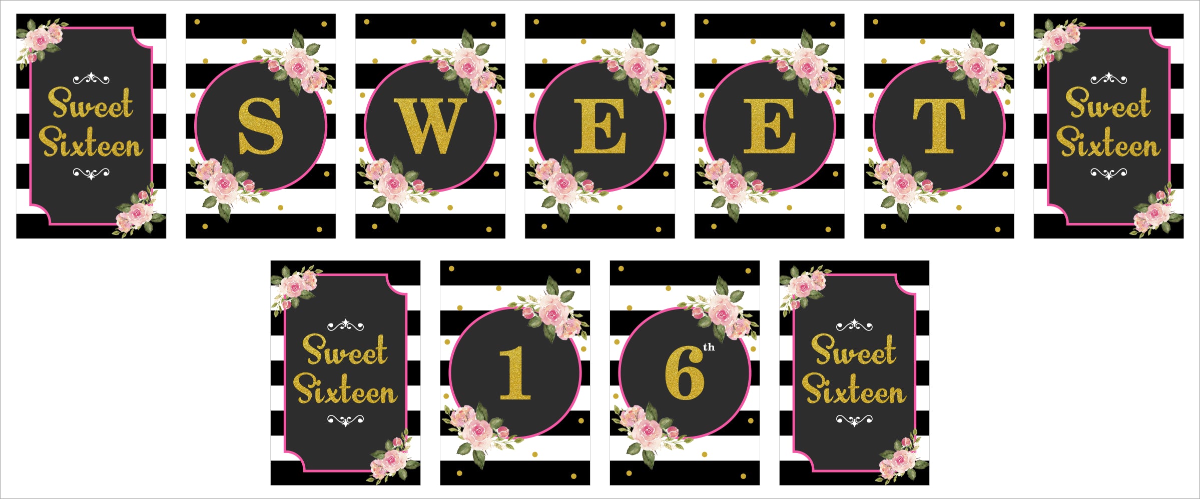 16th Birthday Party Banner for Decoration