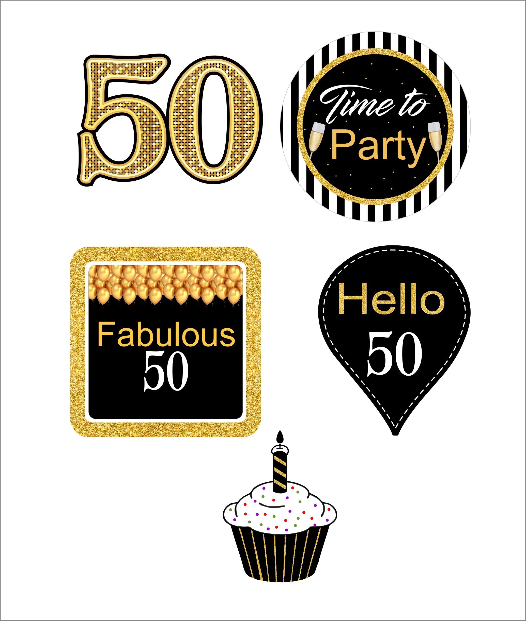 50th Theme Birthday Party Paper Decorative Straws