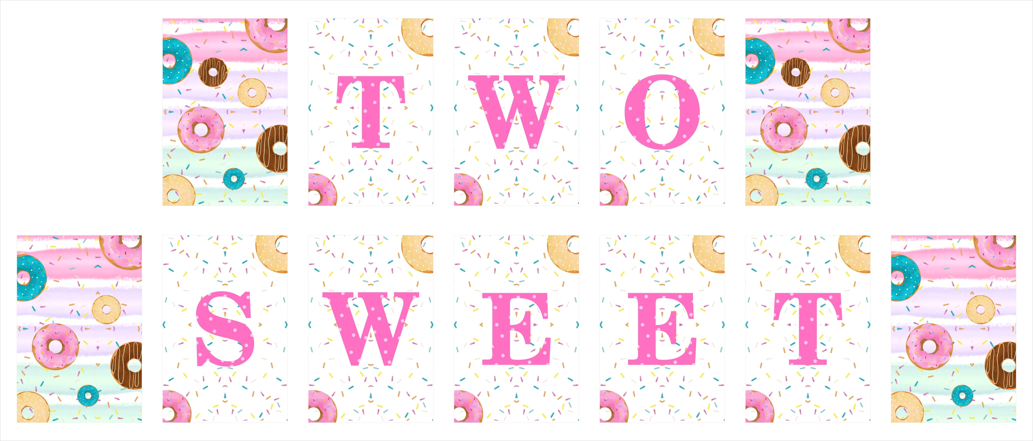 Two Sweet Theme Birthday Party Banner for Decoration