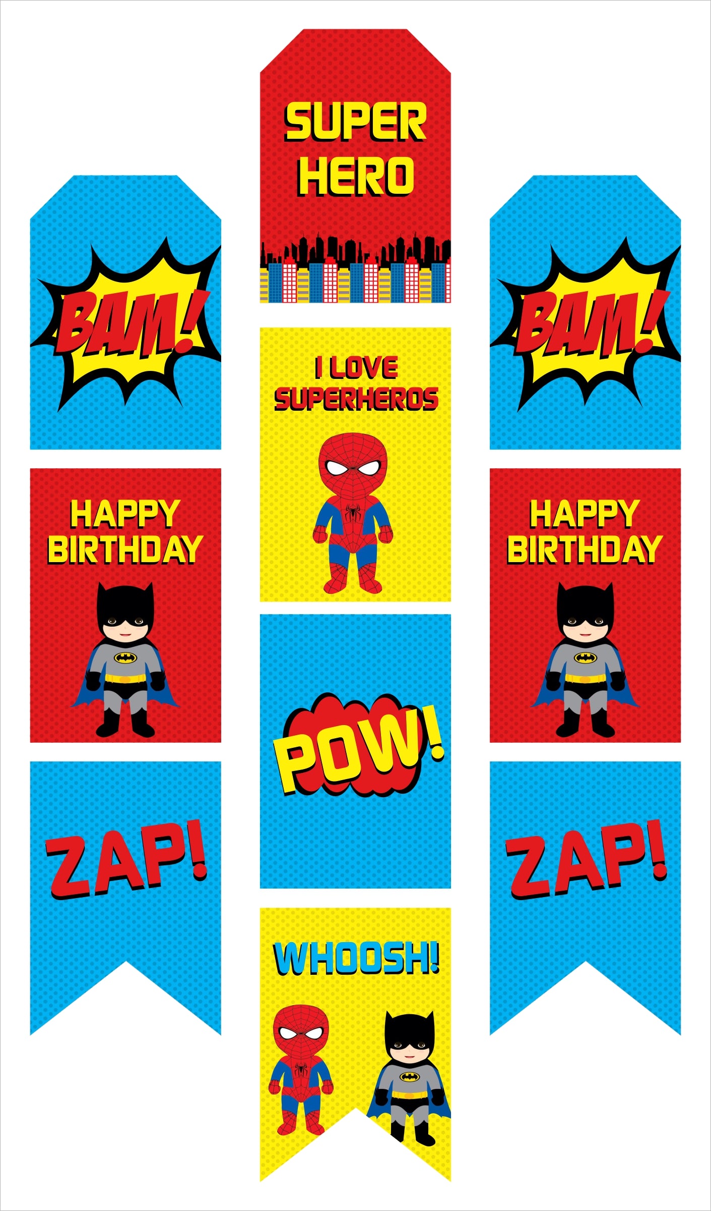 Super Hero Theme Birthday Paper Door Banner/ Wall Decoration.