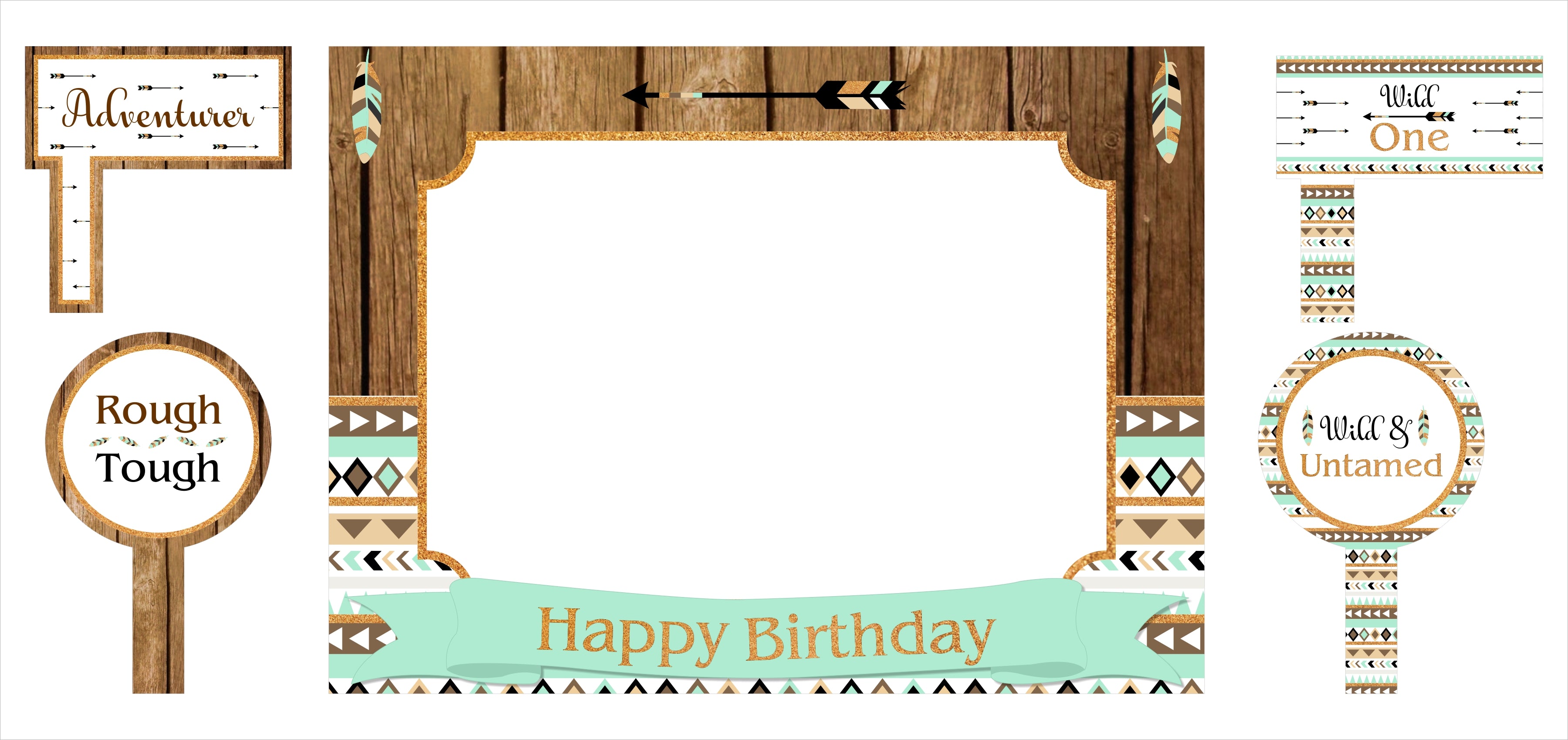 Wild One Birthday Party Selfie Photo Booth Frame & Props