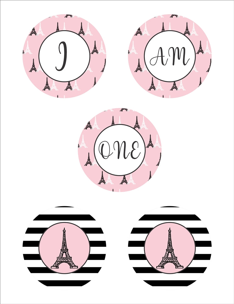 Paris Theme "I Am One" Birthday Banner for Decoration