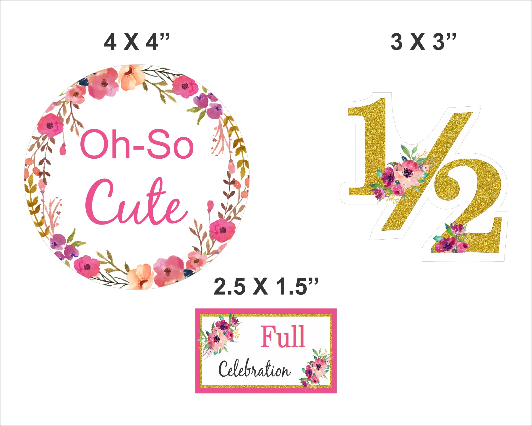 Half Birthday Girls Birthday Party Cupcake Toppers for Decoration