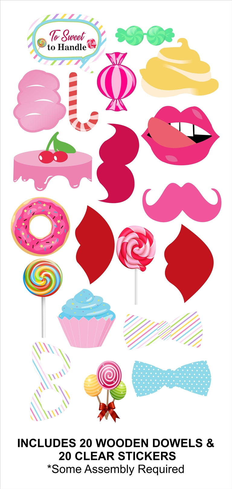 Candyland Theme Birthday Party Photo Booth Props Kit