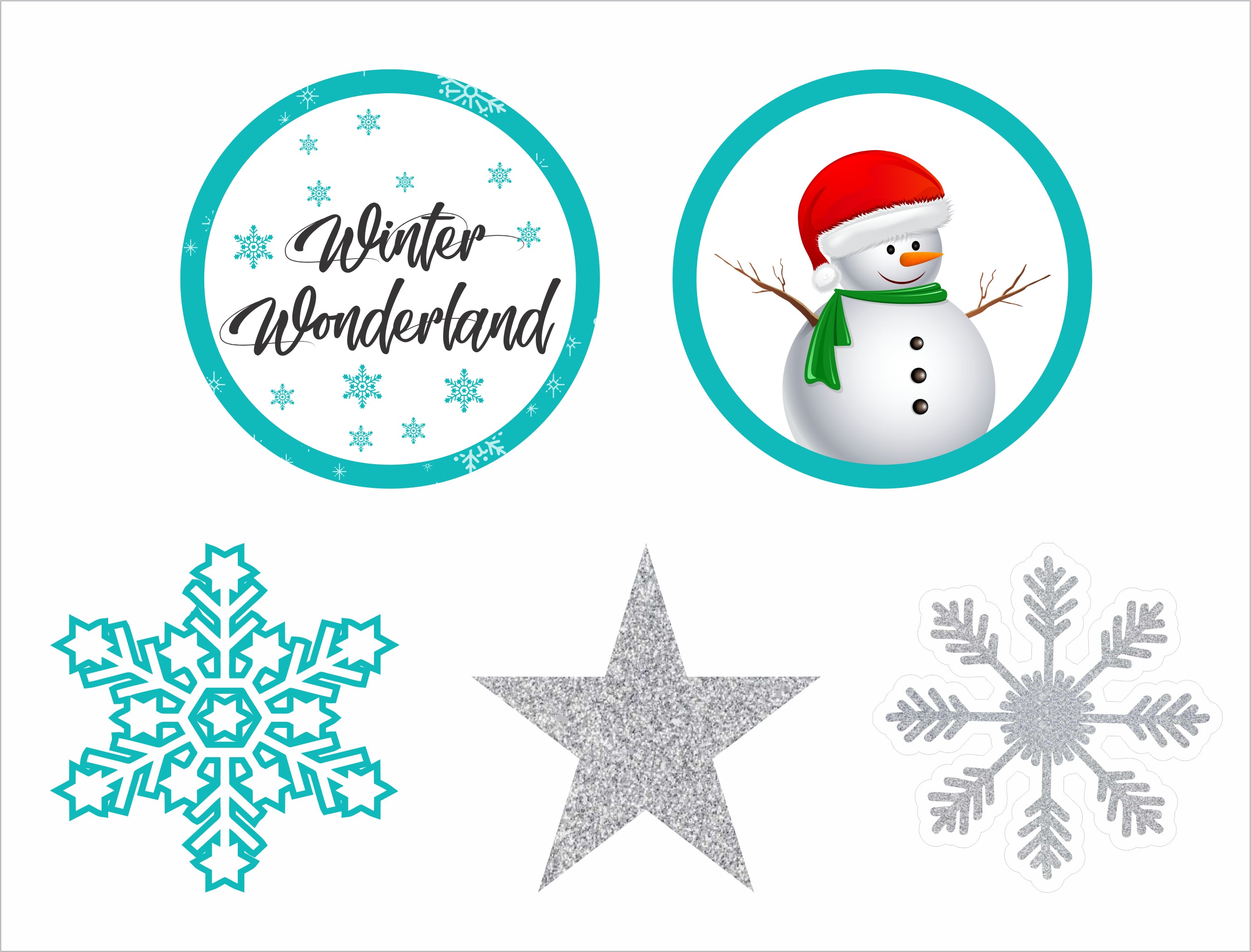 Winter Wonderland Theme Birthday Party Cake Topper /Cake Decoration Kit