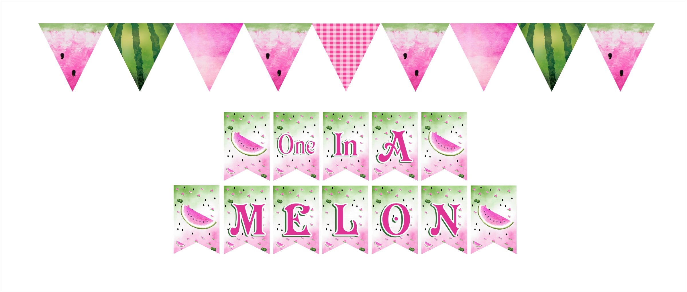 One In A Melon Theme  Birthday Party Banner for Decoration