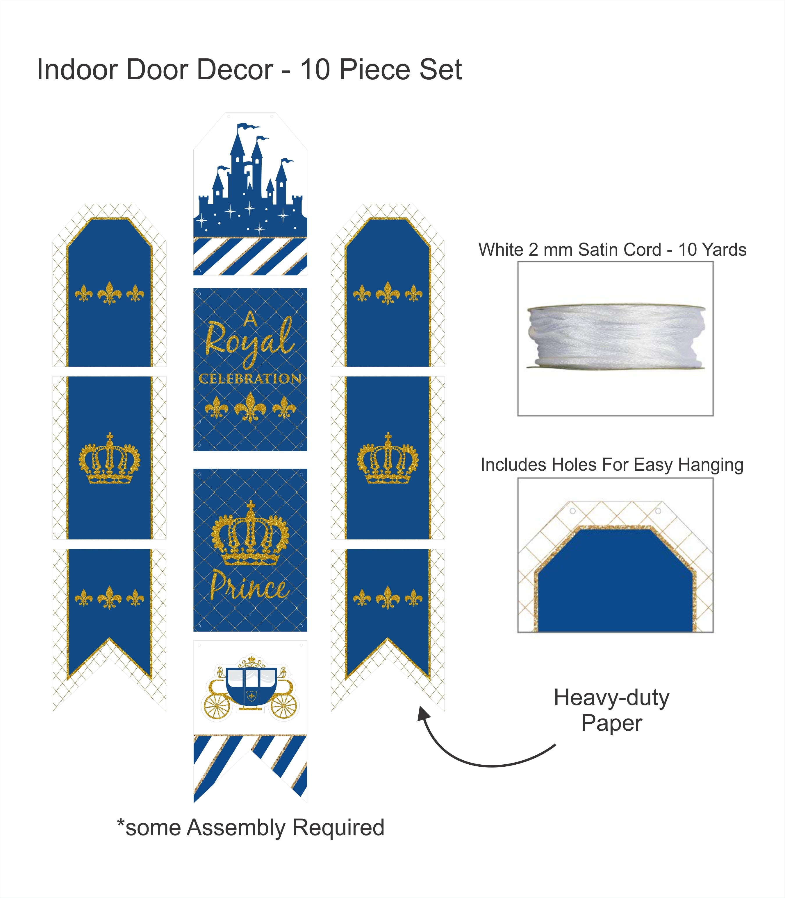 Prince Theme Birthday Paper Door Banner/ Wall Decoration.