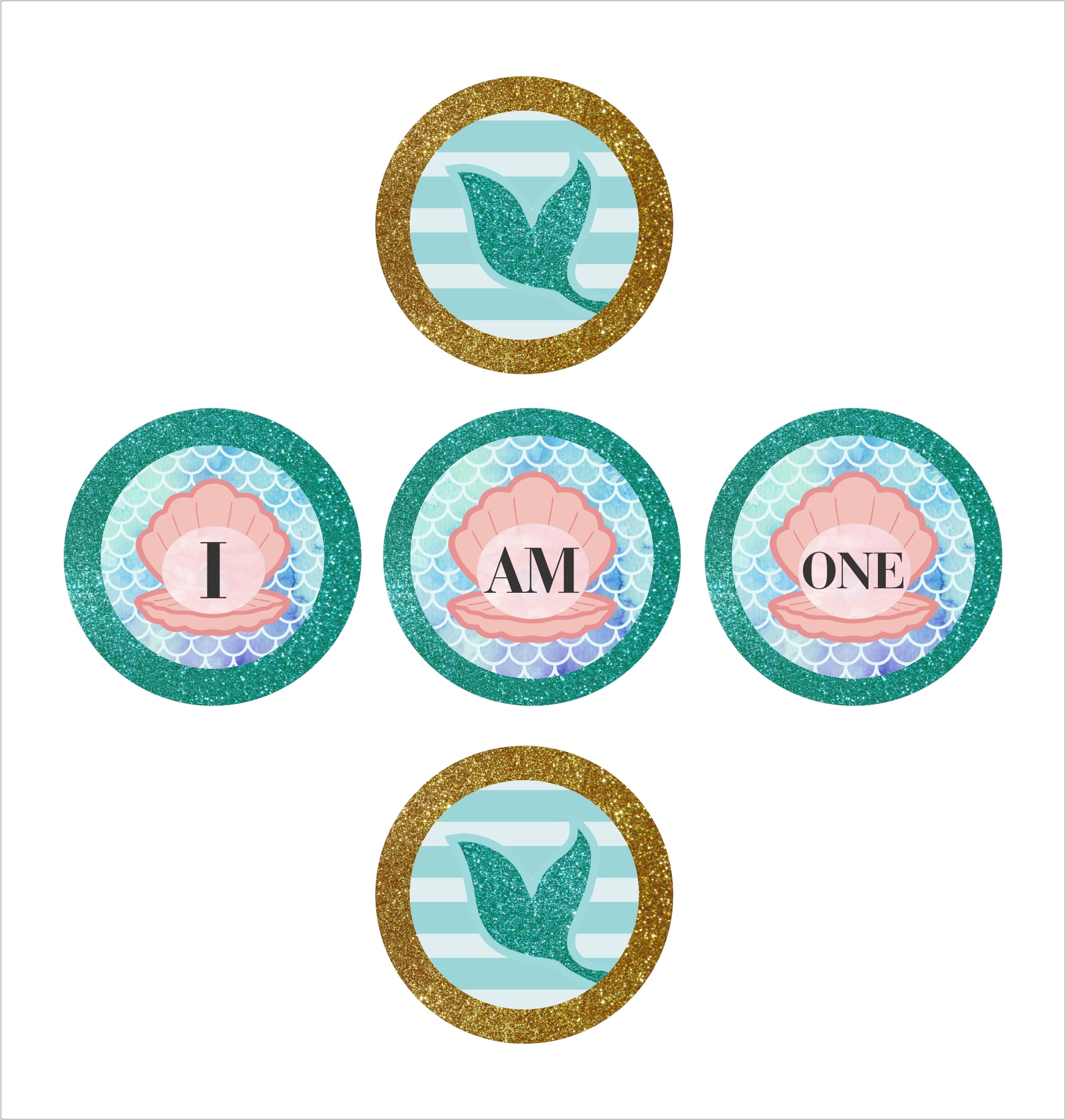 Mermaid Theme "I Am One" Birthday Banner for Decoration