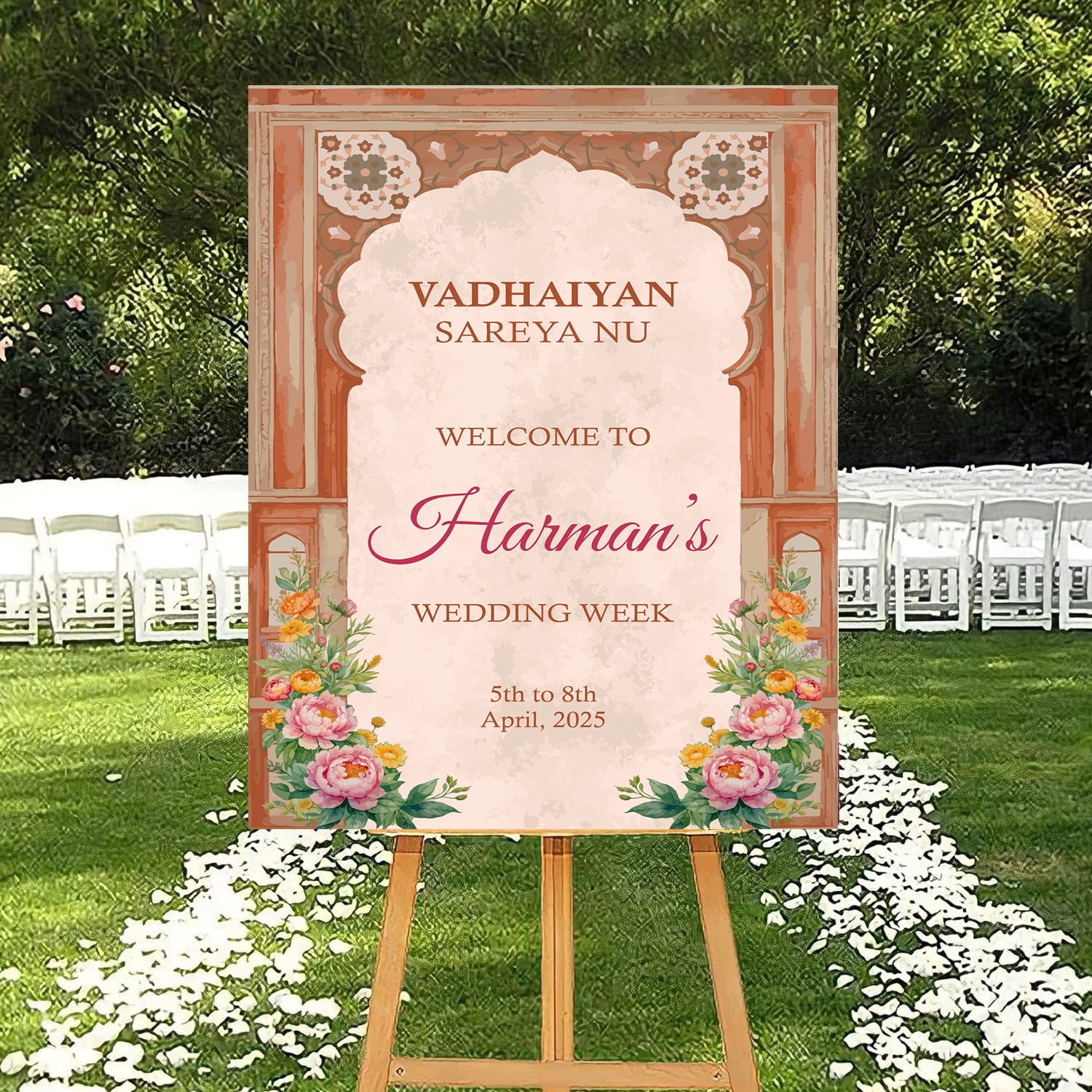 Indian Wedding Week Ceremony Welcome Board for Decoration