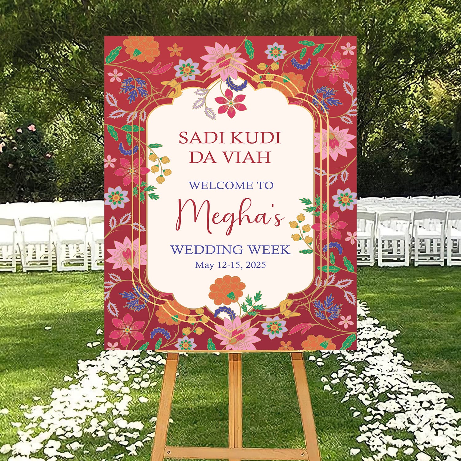 Indian Wedding Week Ceremony Welcome Board for Decoration