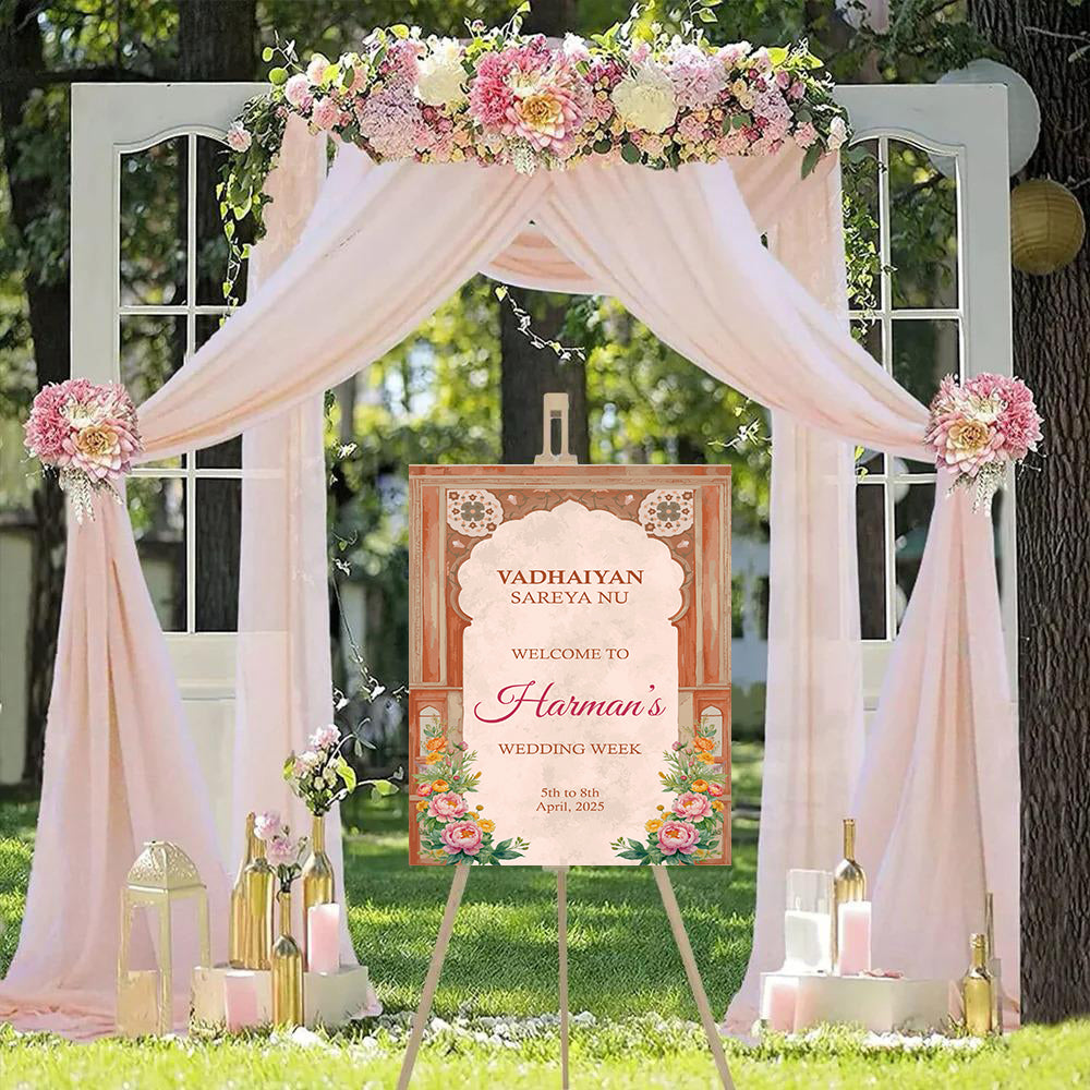 Indian Wedding Week Ceremony Welcome Board for Decoration