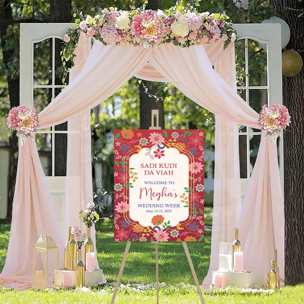 Indian Wedding Week Ceremony Welcome Board for Decoration