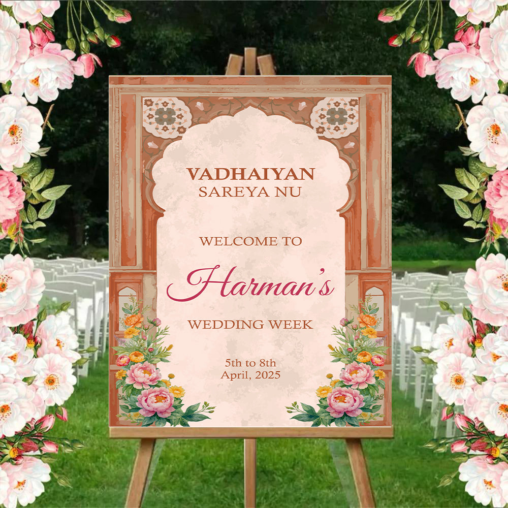Indian Wedding Week Ceremony Welcome Board for Decoration