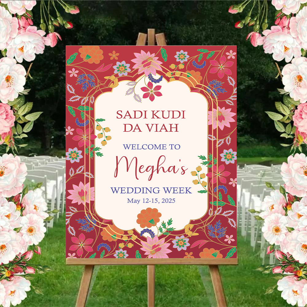 Indian Wedding Week Ceremony Welcome Board for Decoration