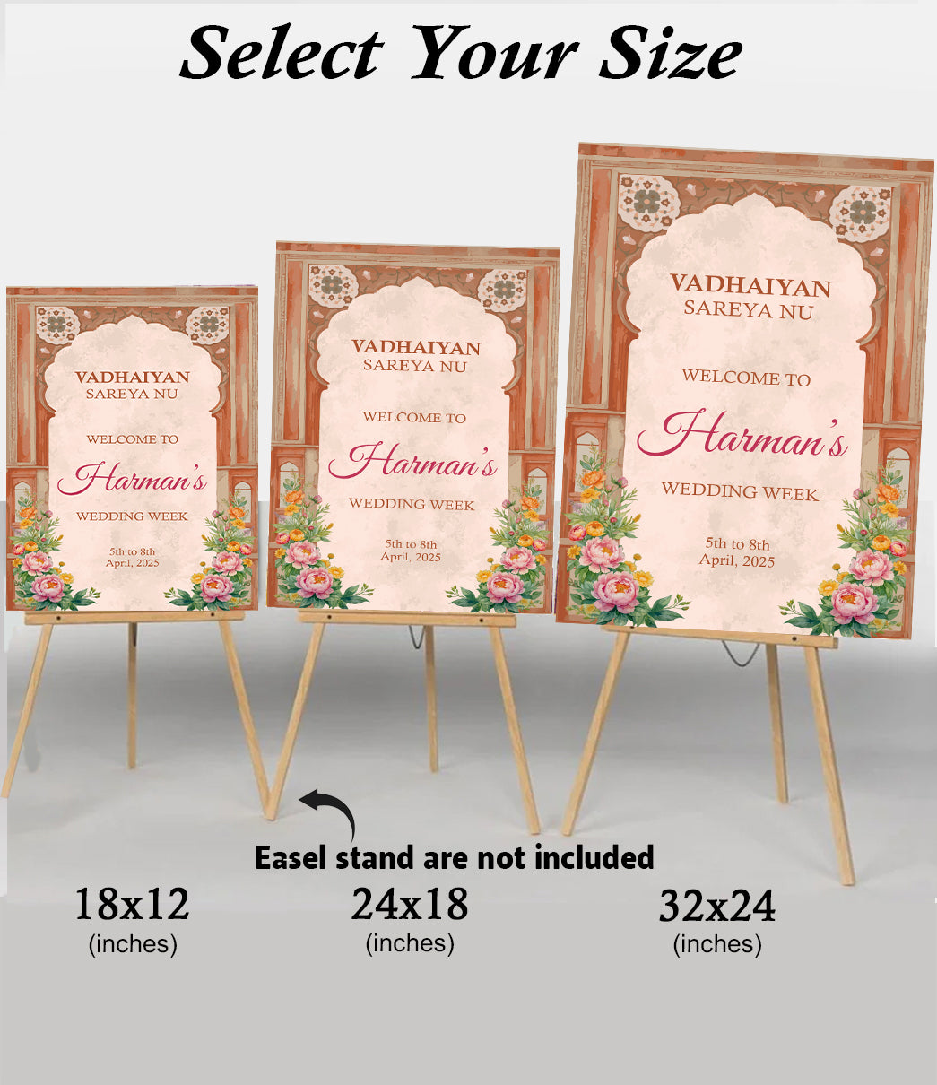 Indian Wedding Week Ceremony Welcome Board for Decoration