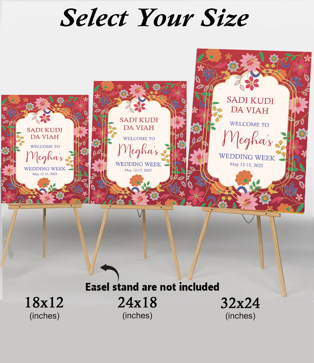 Indian Wedding Week Ceremony Welcome Board for Decoration