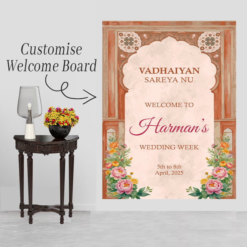 Indian Wedding Week Ceremony Welcome Board for Decoration