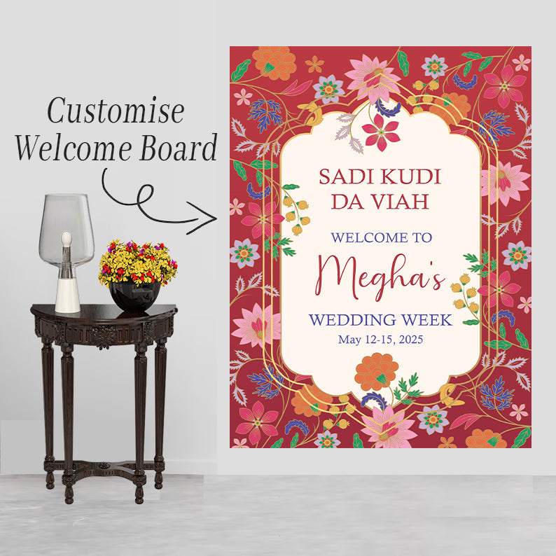 Indian Wedding Week Ceremony Welcome Board for Decoration