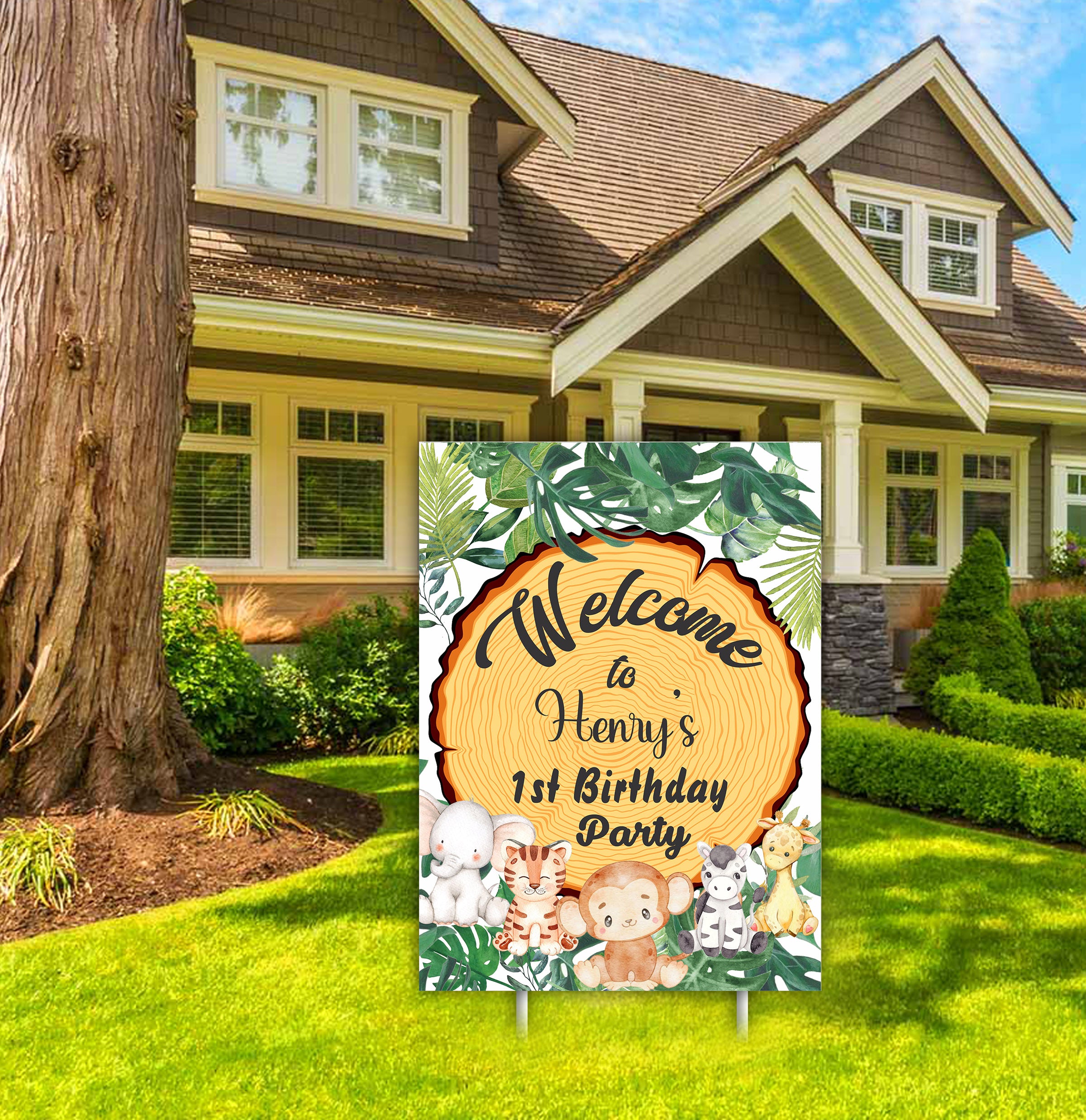 Jungle Safari Theme Birthday Party Yard Sign/Welcome Board.
