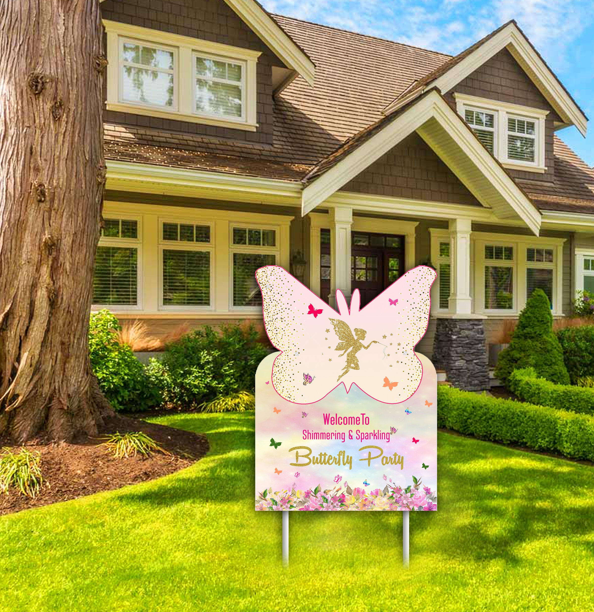 Butterfly Theme Birthday Party Yard Sign/Welcome Board.
