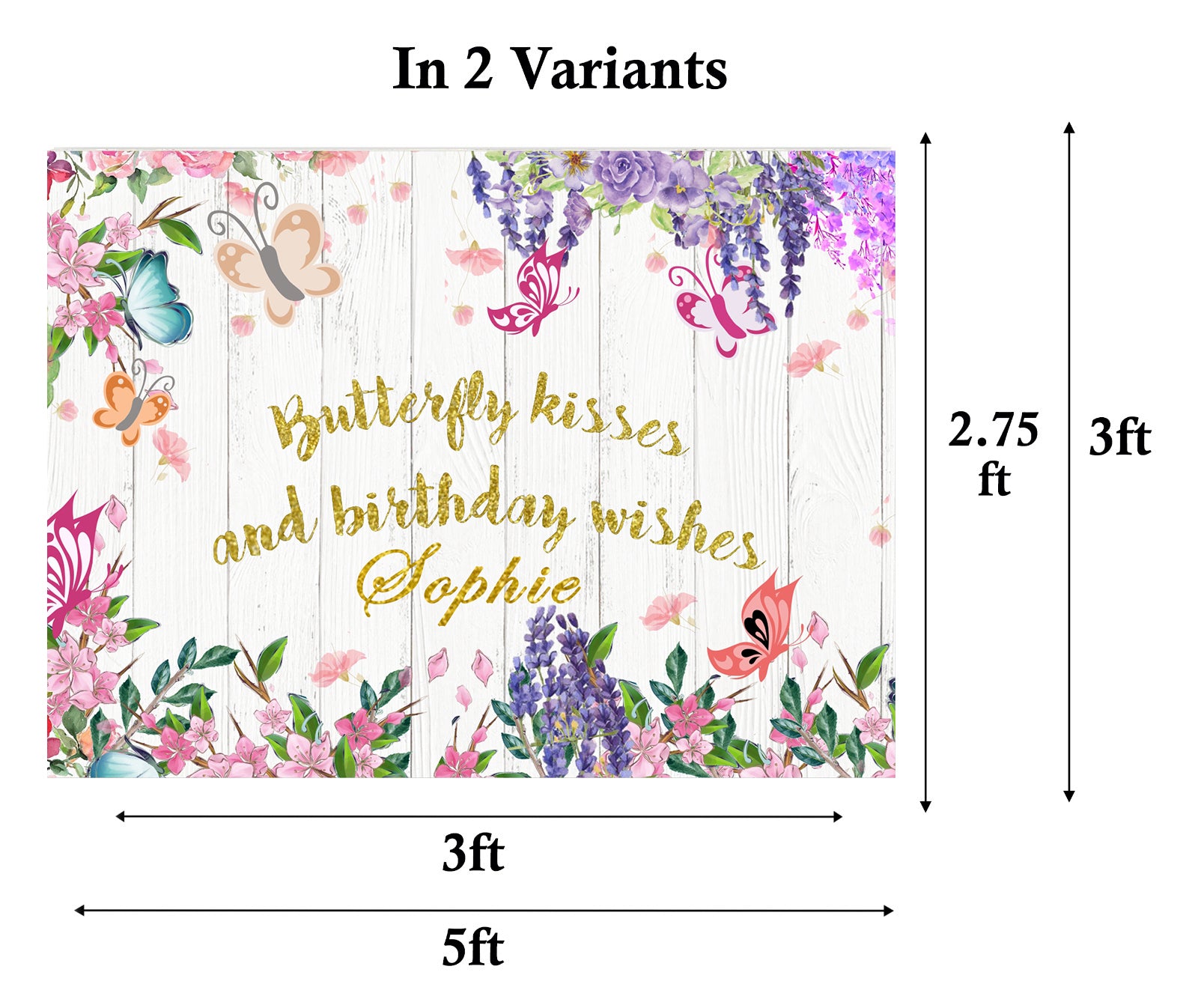 Butterflies & Fairies Theme Birthday Party Personalized Backdrop.
