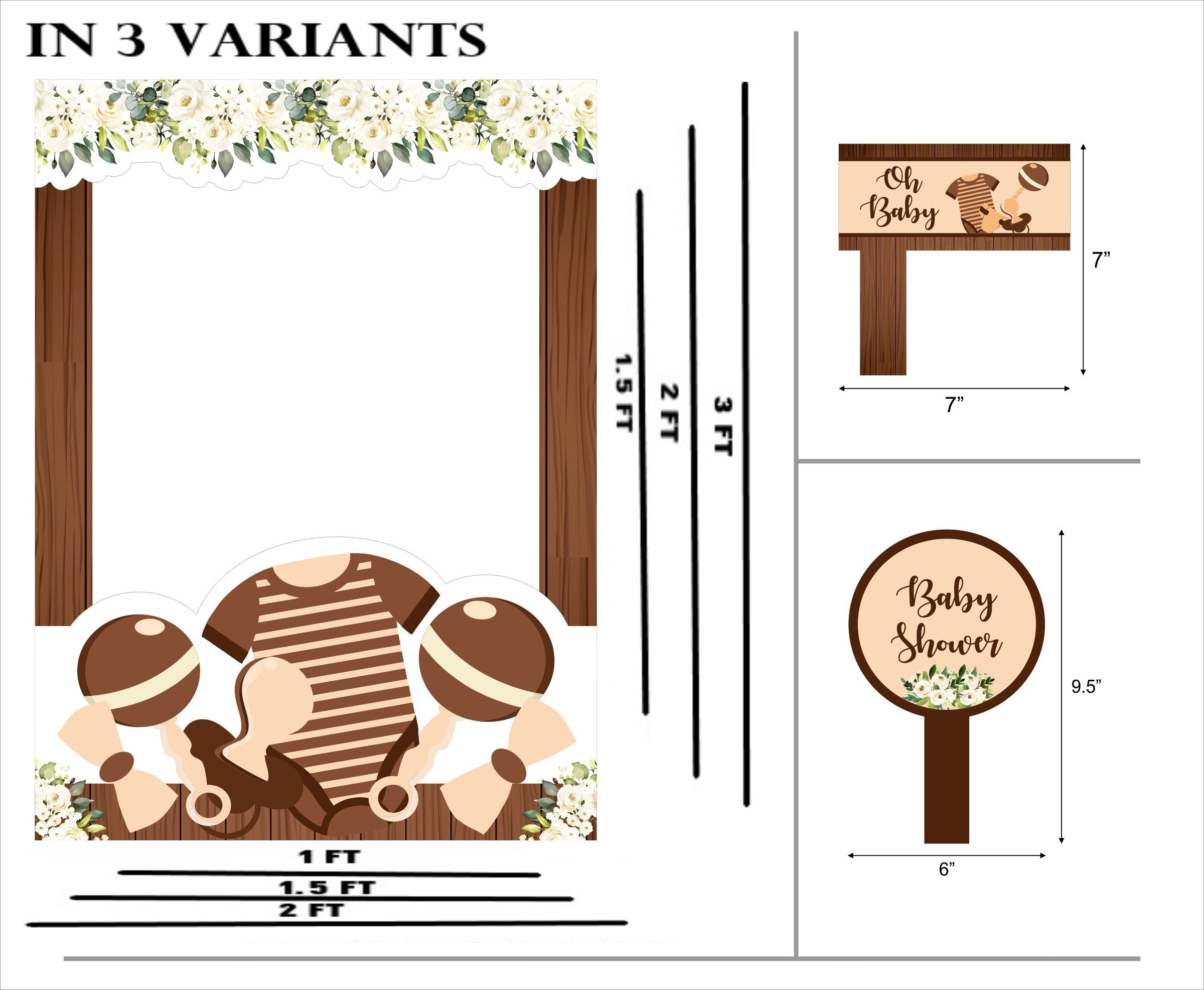 "Oh Baby" Theme Baby Shower Theme Party Selfie Photo Booth Frame & Props